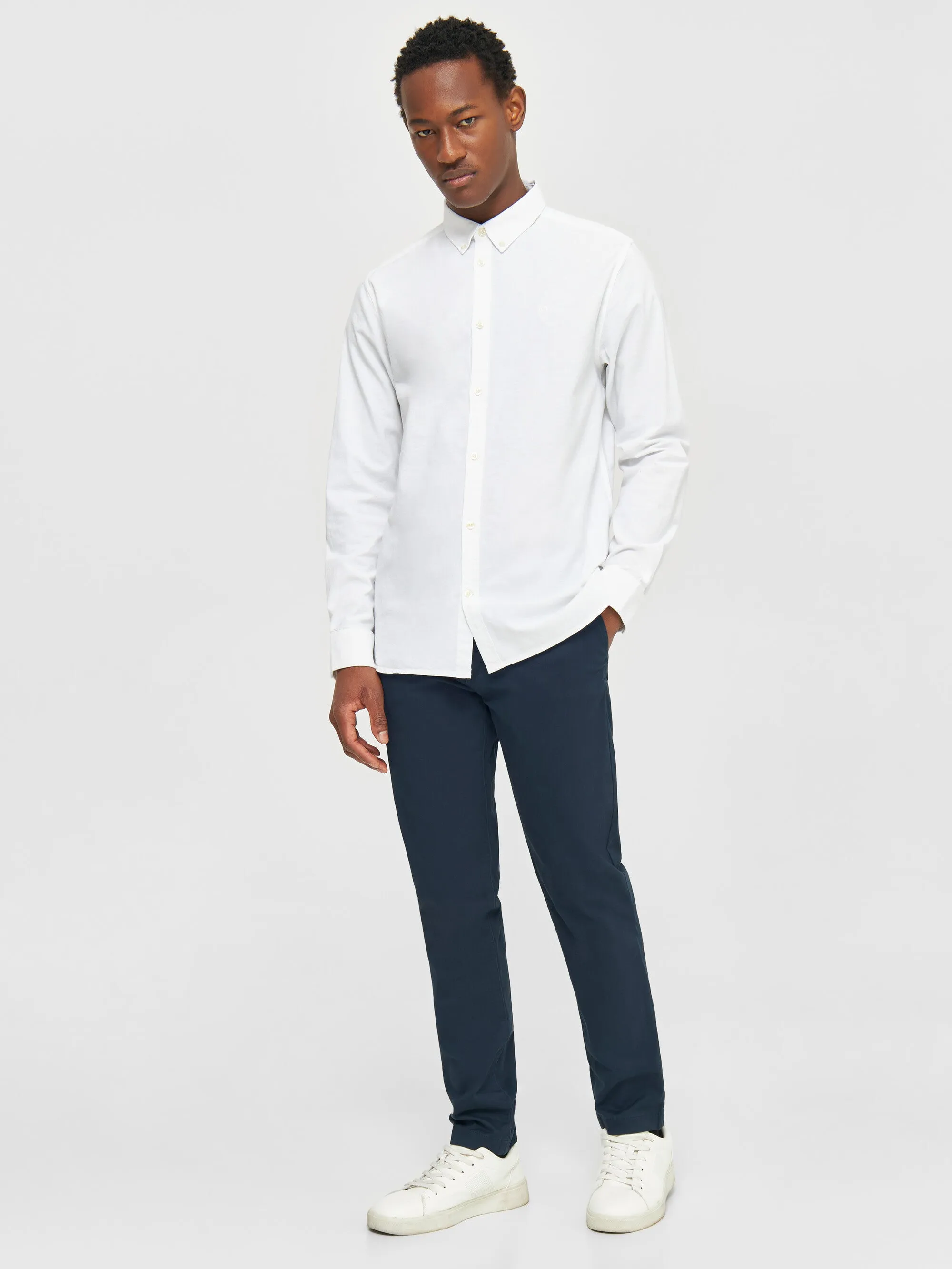 Custom tailored fit small owl oxford shirt - Bright White Knowledge Cotton