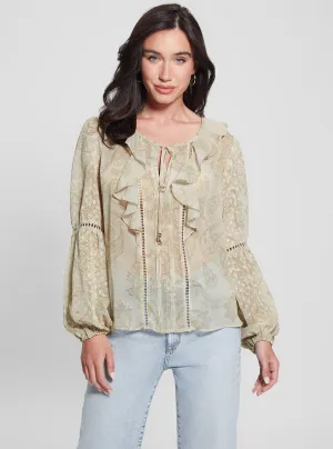 Eco Beige Long Sleeve Laila Top Guess