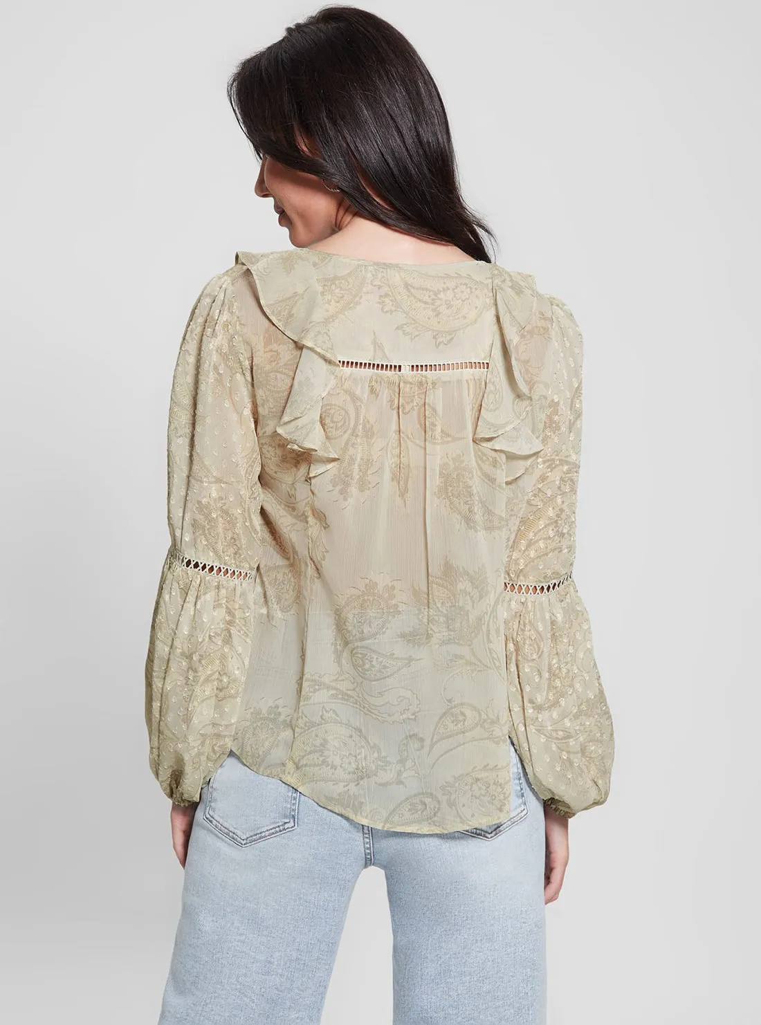 Eco Beige Long Sleeve Laila Top Guess