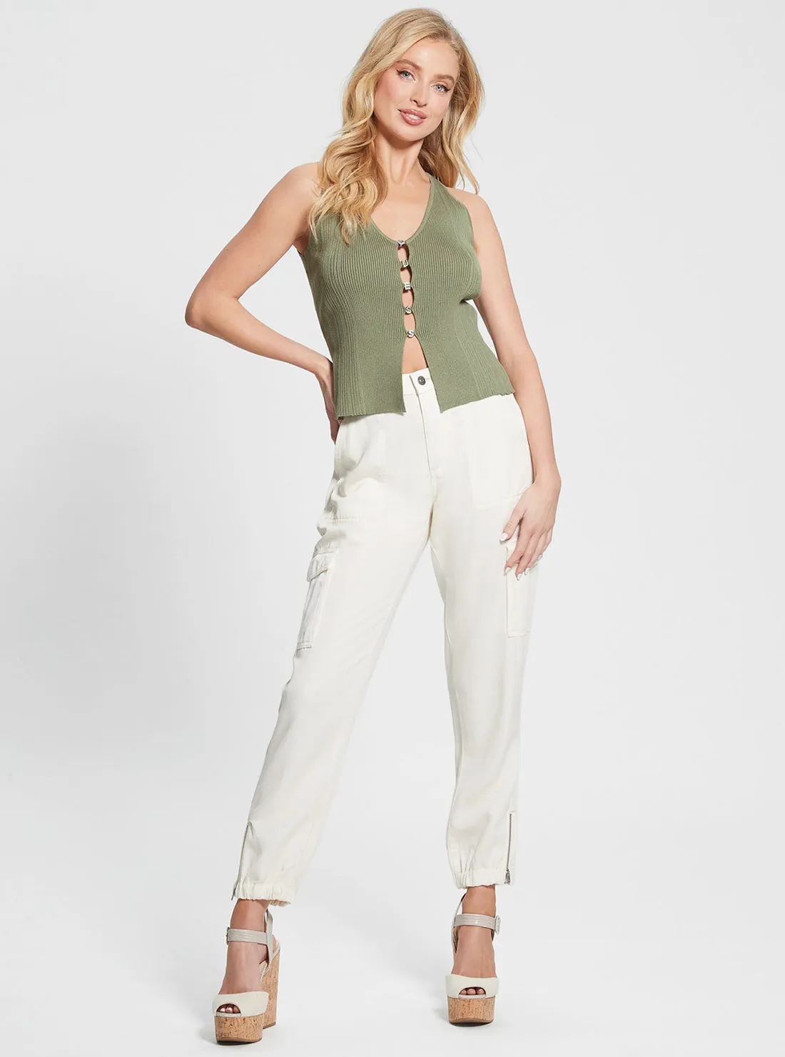 Eco Green Alphabet Charm Meghen Knit Top Guess