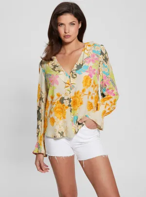 Eco Yellow Floral Print Toni Top Guess