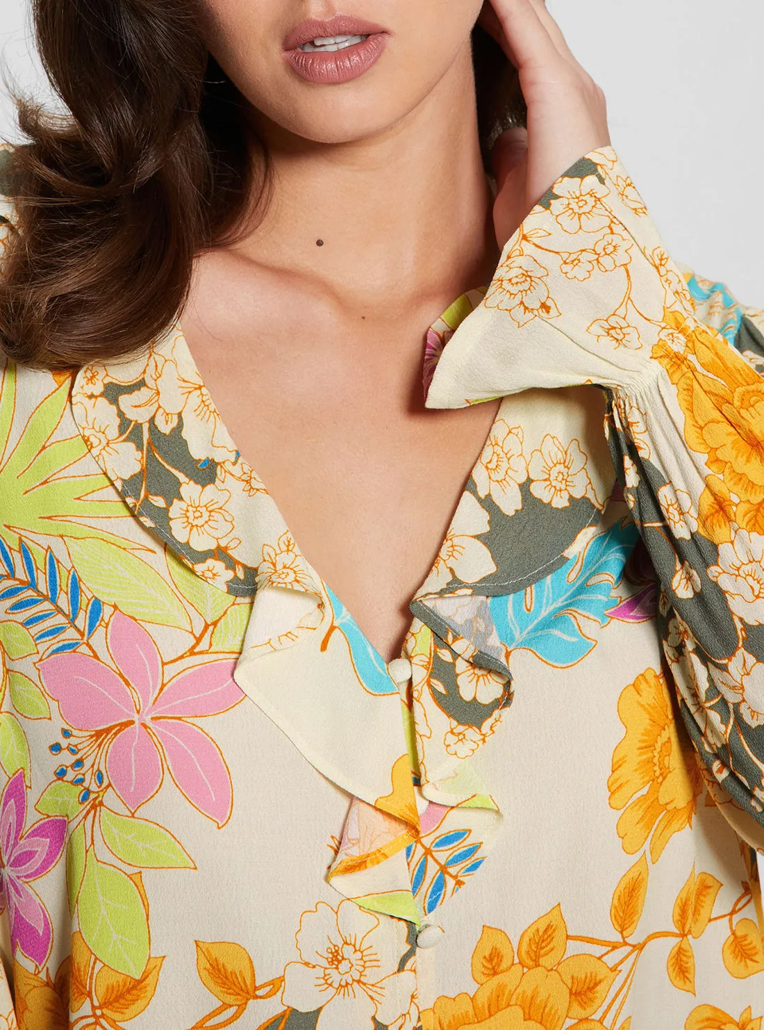 Eco Yellow Floral Print Toni Top Guess