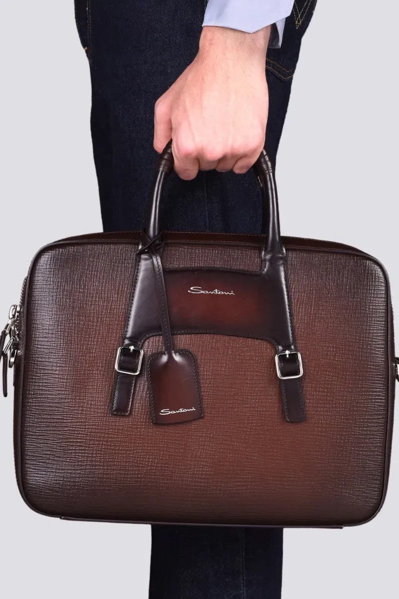 Embossed Leather Briefcase