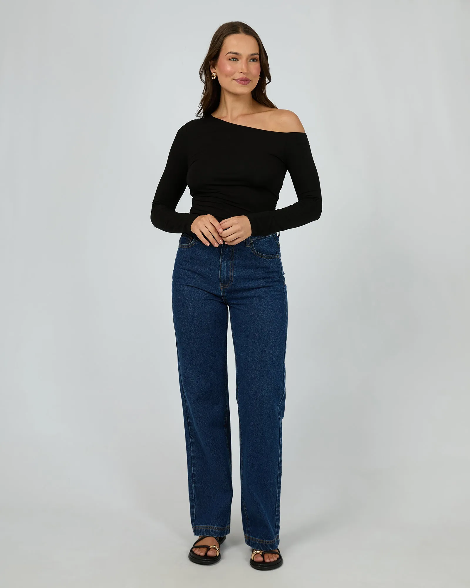 Evie Ruched Long Sleeve Black