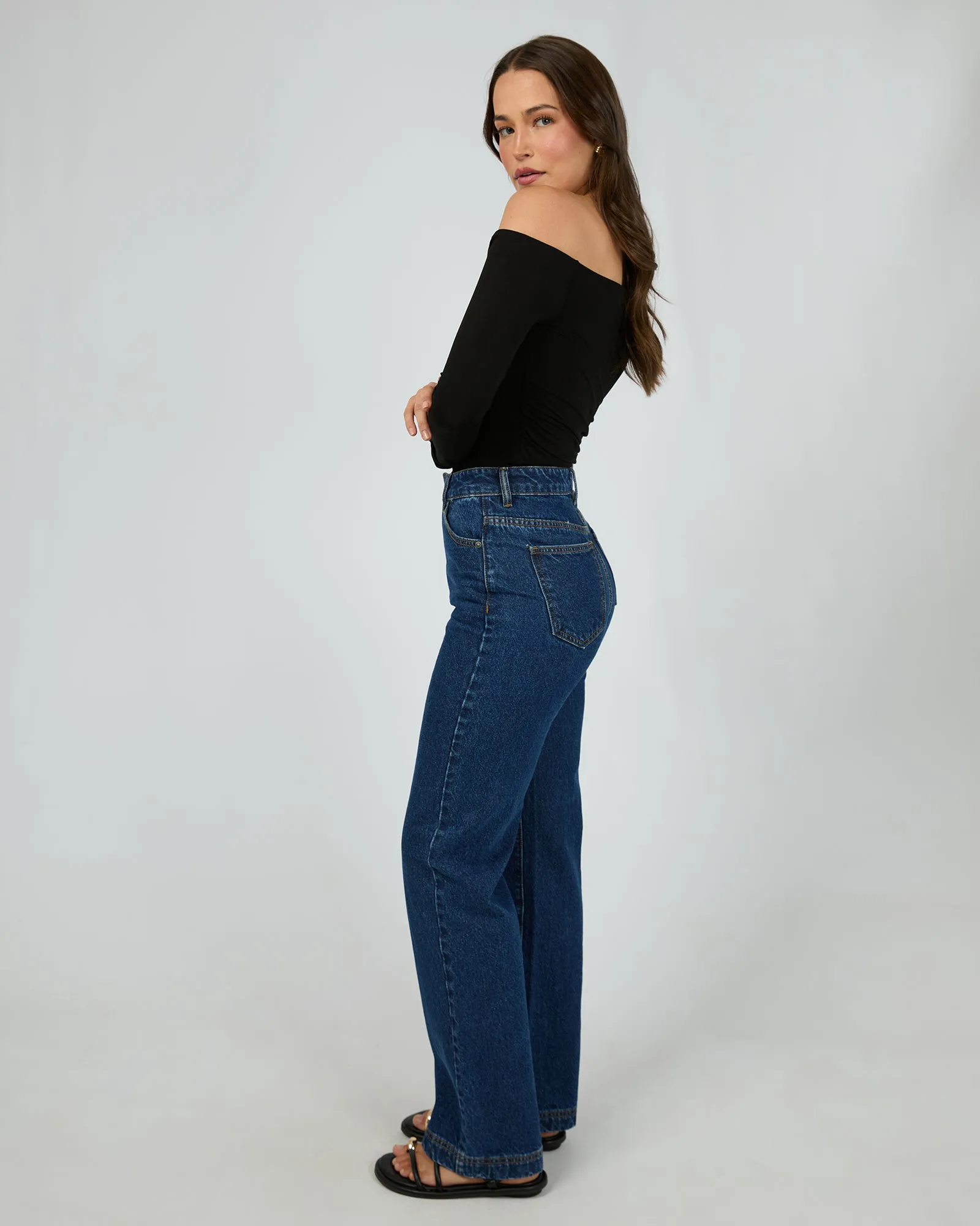 Evie Ruched Long Sleeve Black