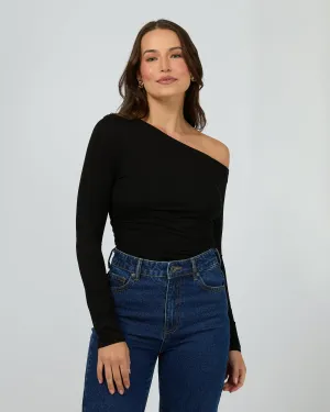 Evie Ruched Long Sleeve Black