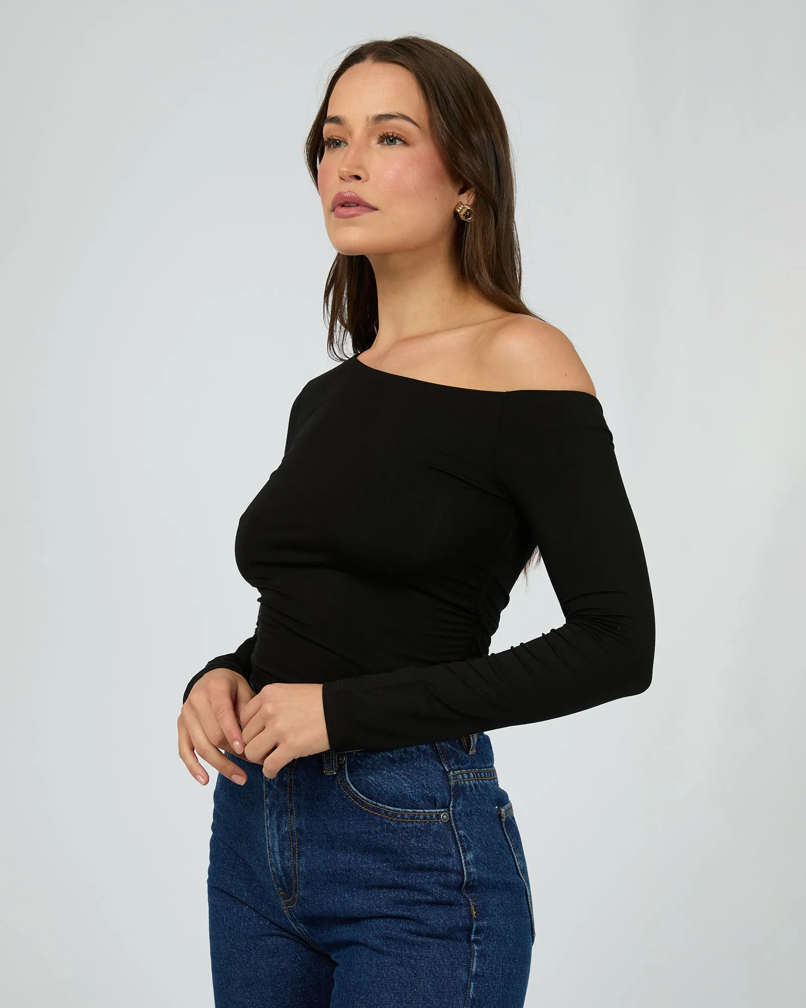 Evie Ruched Long Sleeve Black