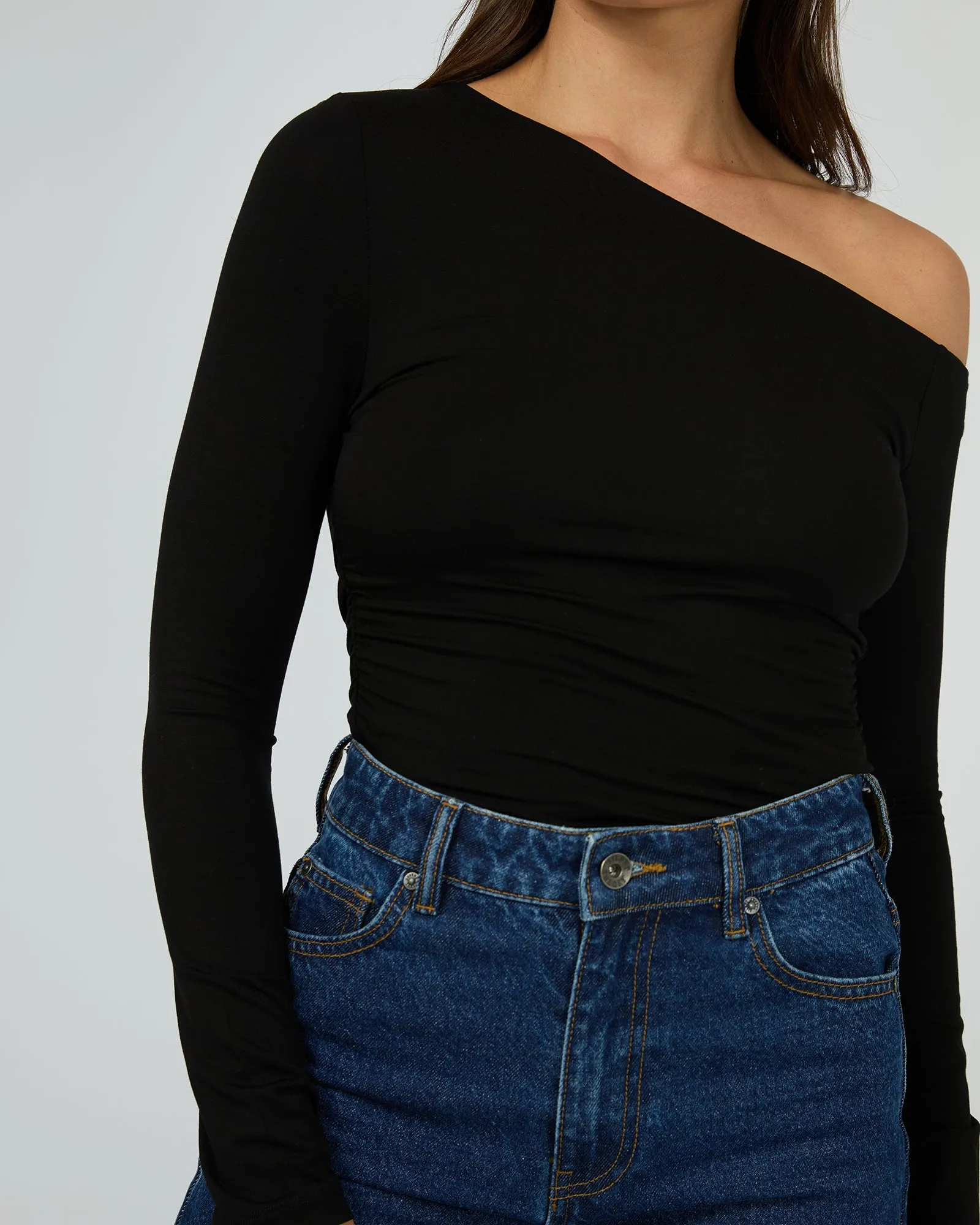 Evie Ruched Long Sleeve Black