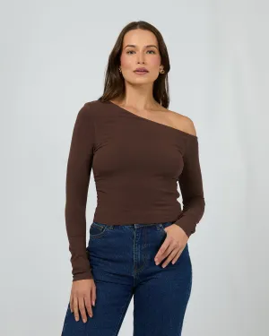 Evie Ruched Long Sleeve Chocolate