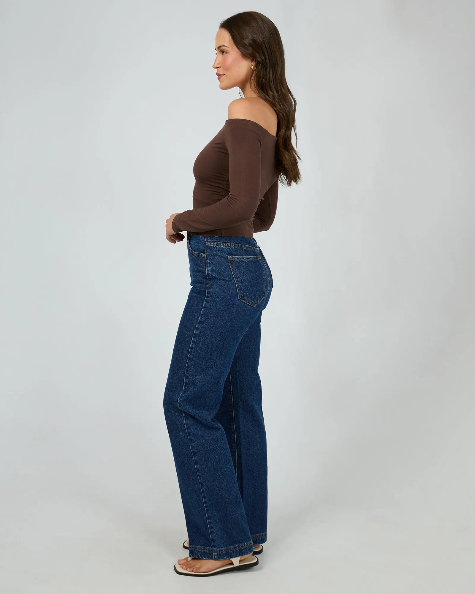 Evie Ruched Long Sleeve Chocolate