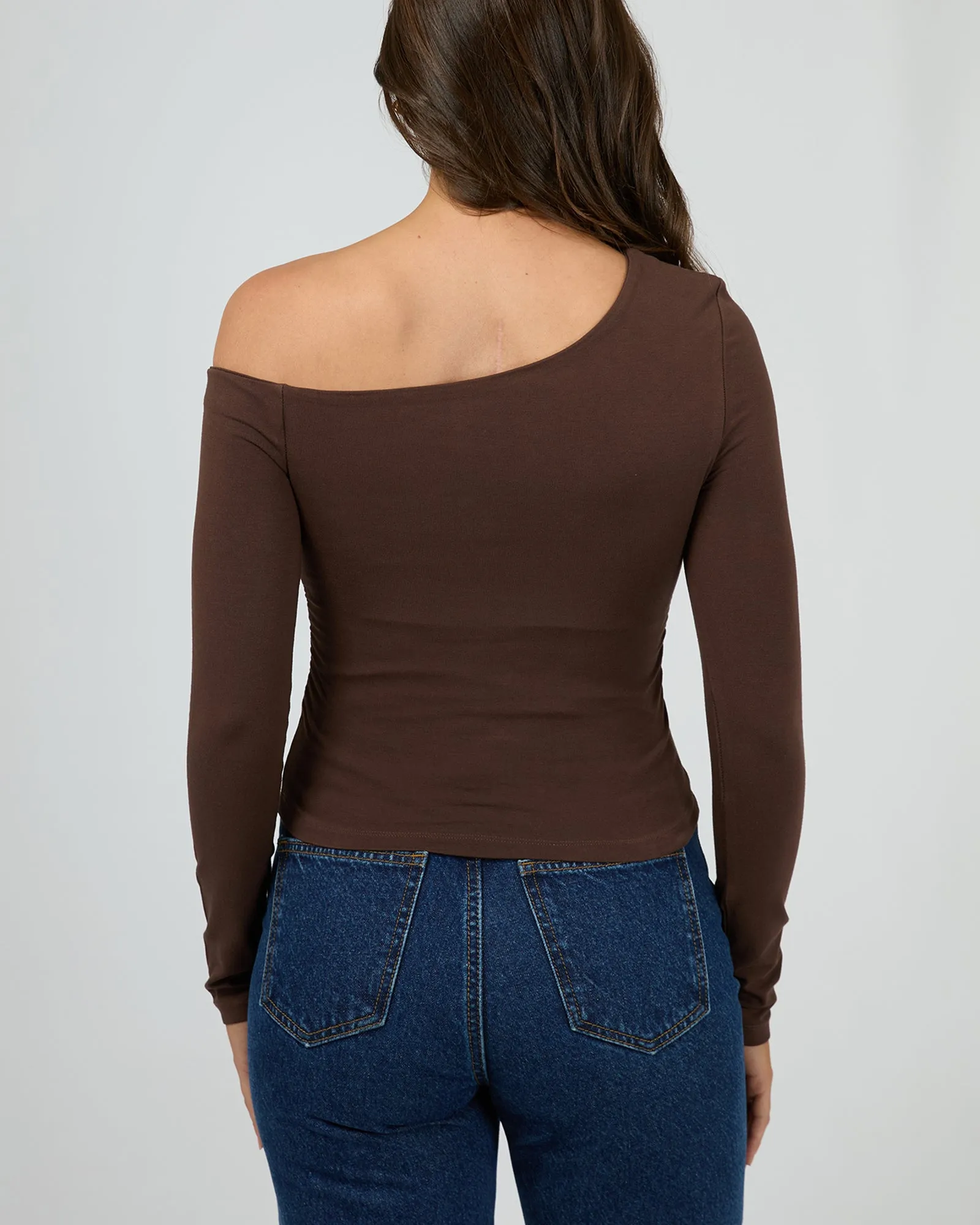 Evie Ruched Long Sleeve Chocolate