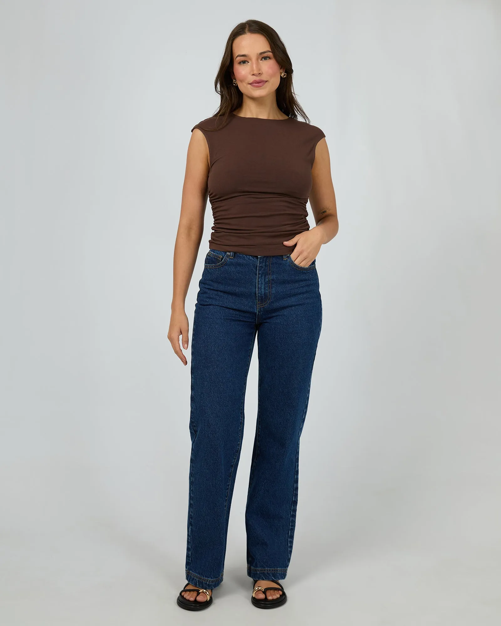 Evie Ruched Top Chocolate