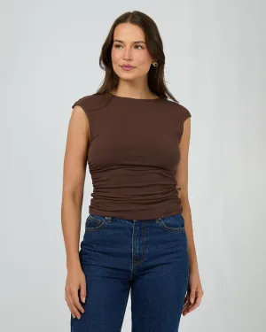 Evie Ruched Top Chocolate