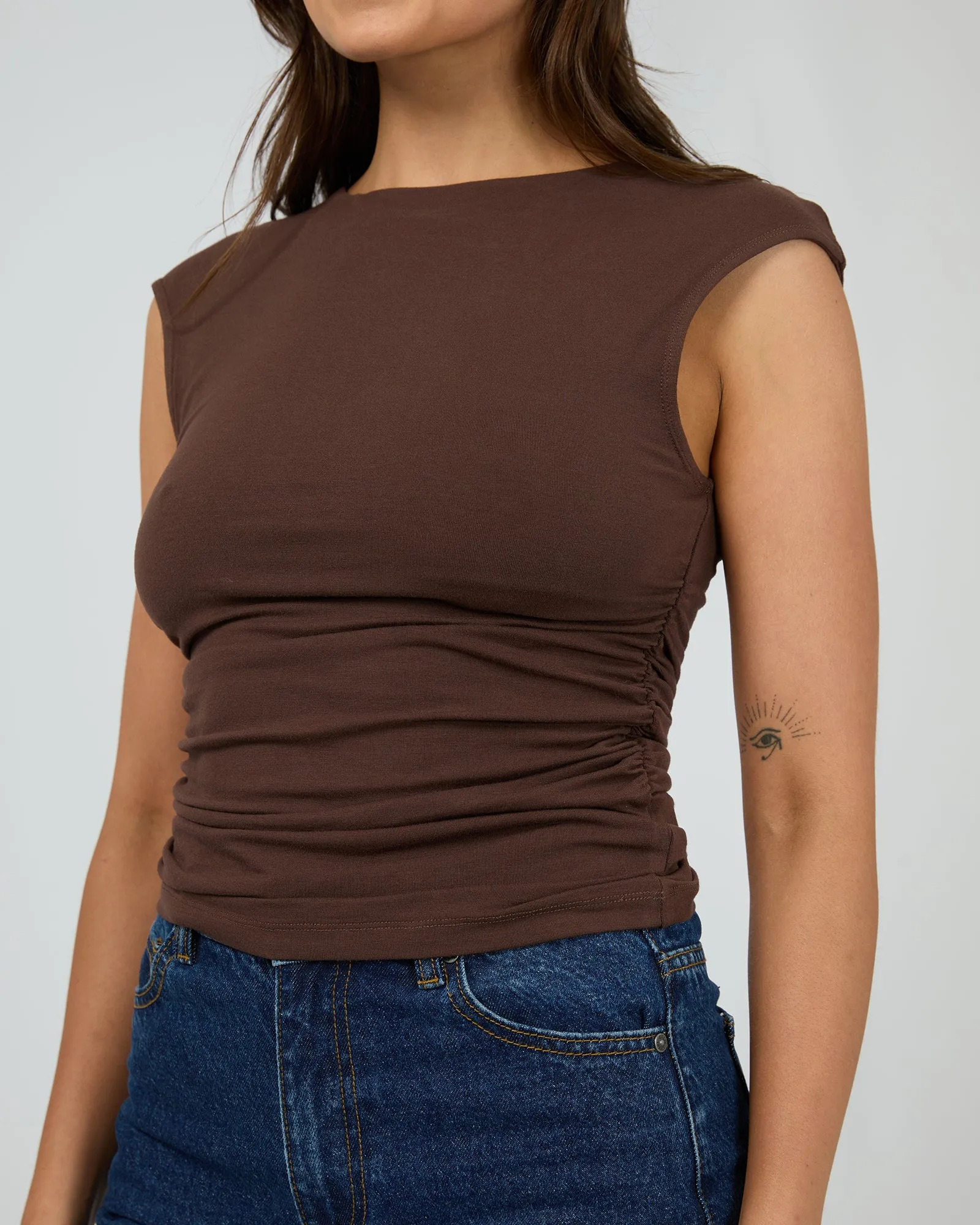 Evie Ruched Top Chocolate