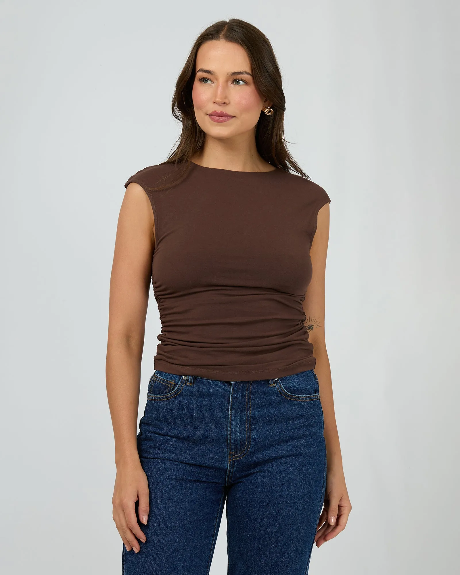 Evie Ruched Top Chocolate