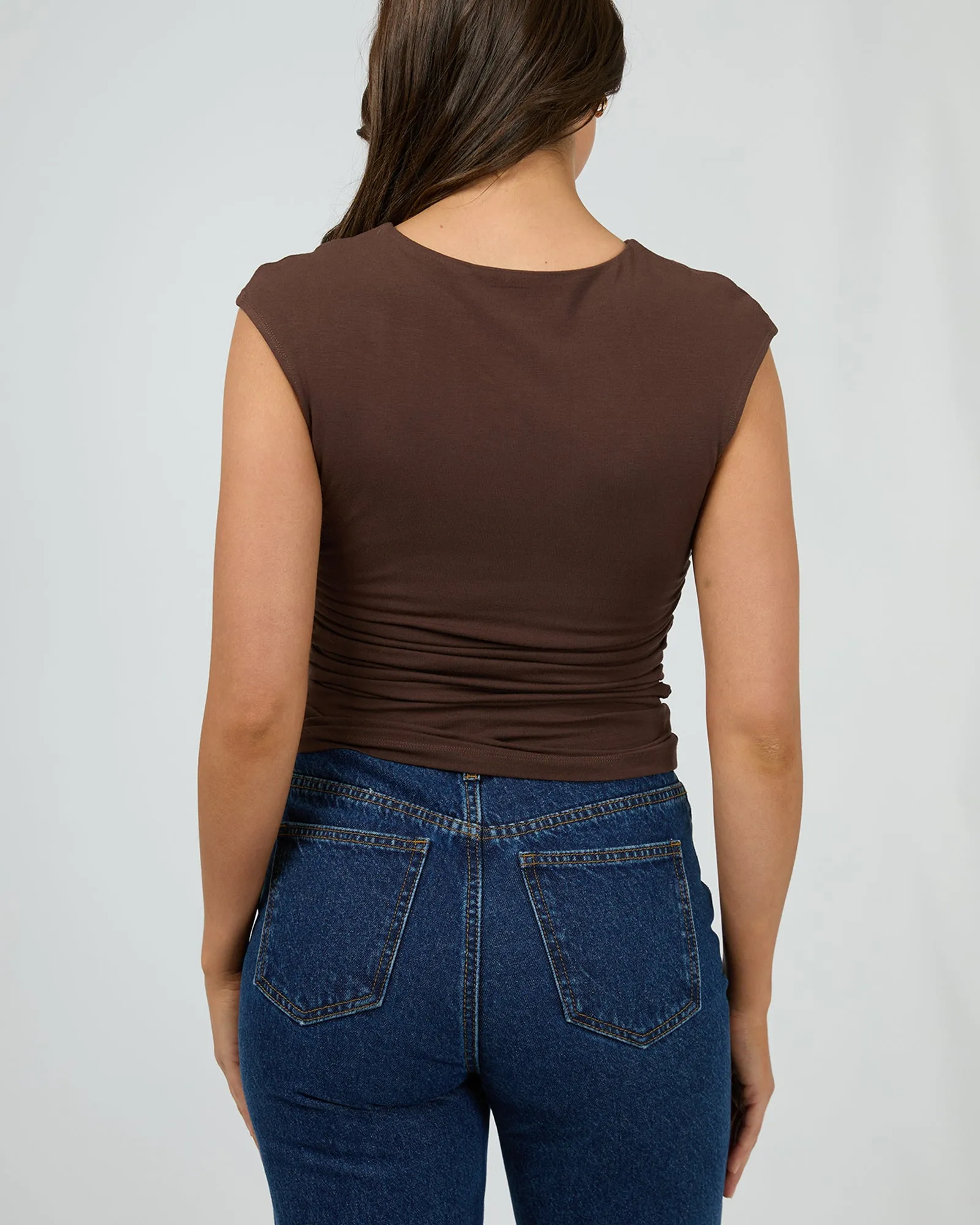 Evie Ruched Top Chocolate