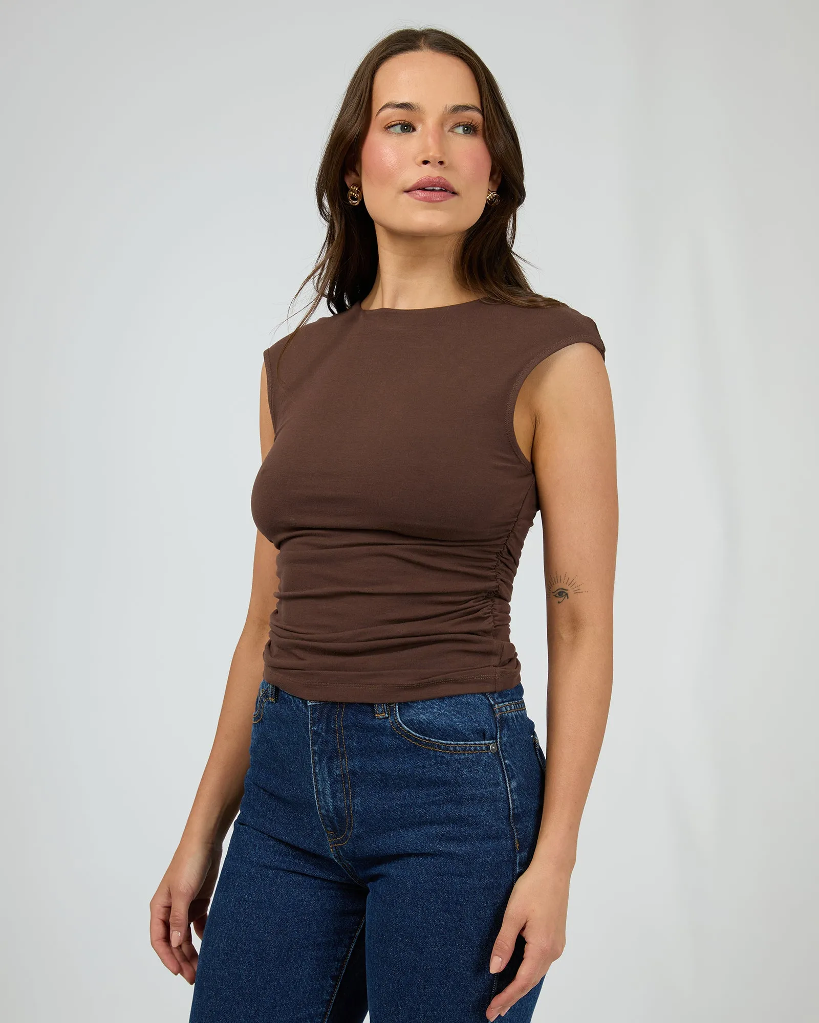 Evie Ruched Top Chocolate