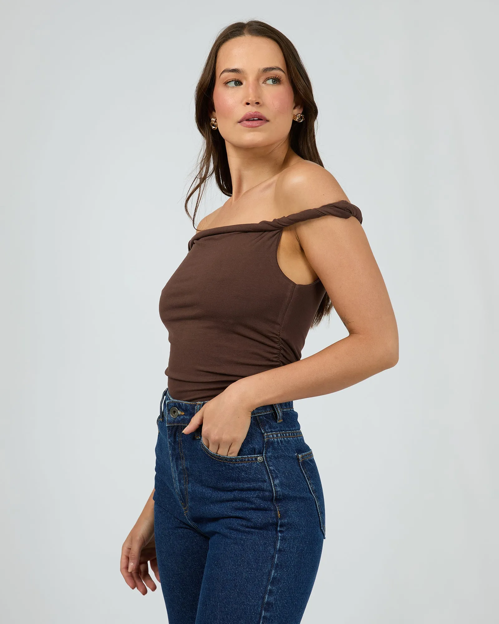 Evie Twist Tank Chocolate