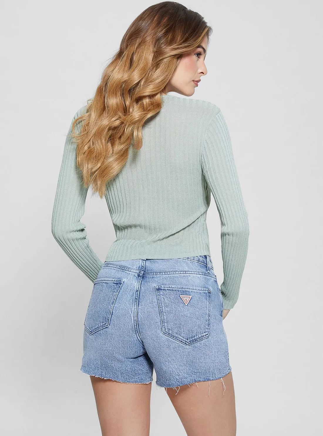 Green Reese Double Layer Knit Top Guess