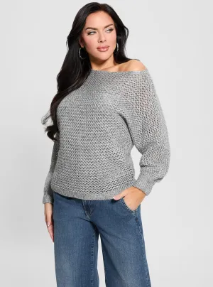 Grey Off Shoulder Knit Top Guess