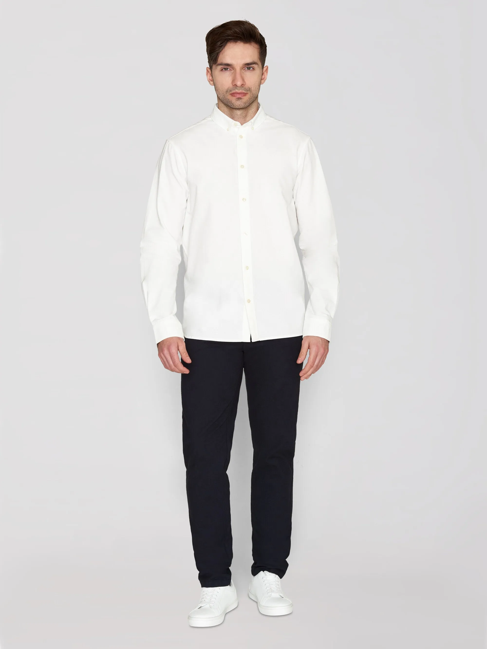 Harald Small Owl Oxford Regular Fit Shirt - GOTS/Vegan - Bright White Knowledge Cotton