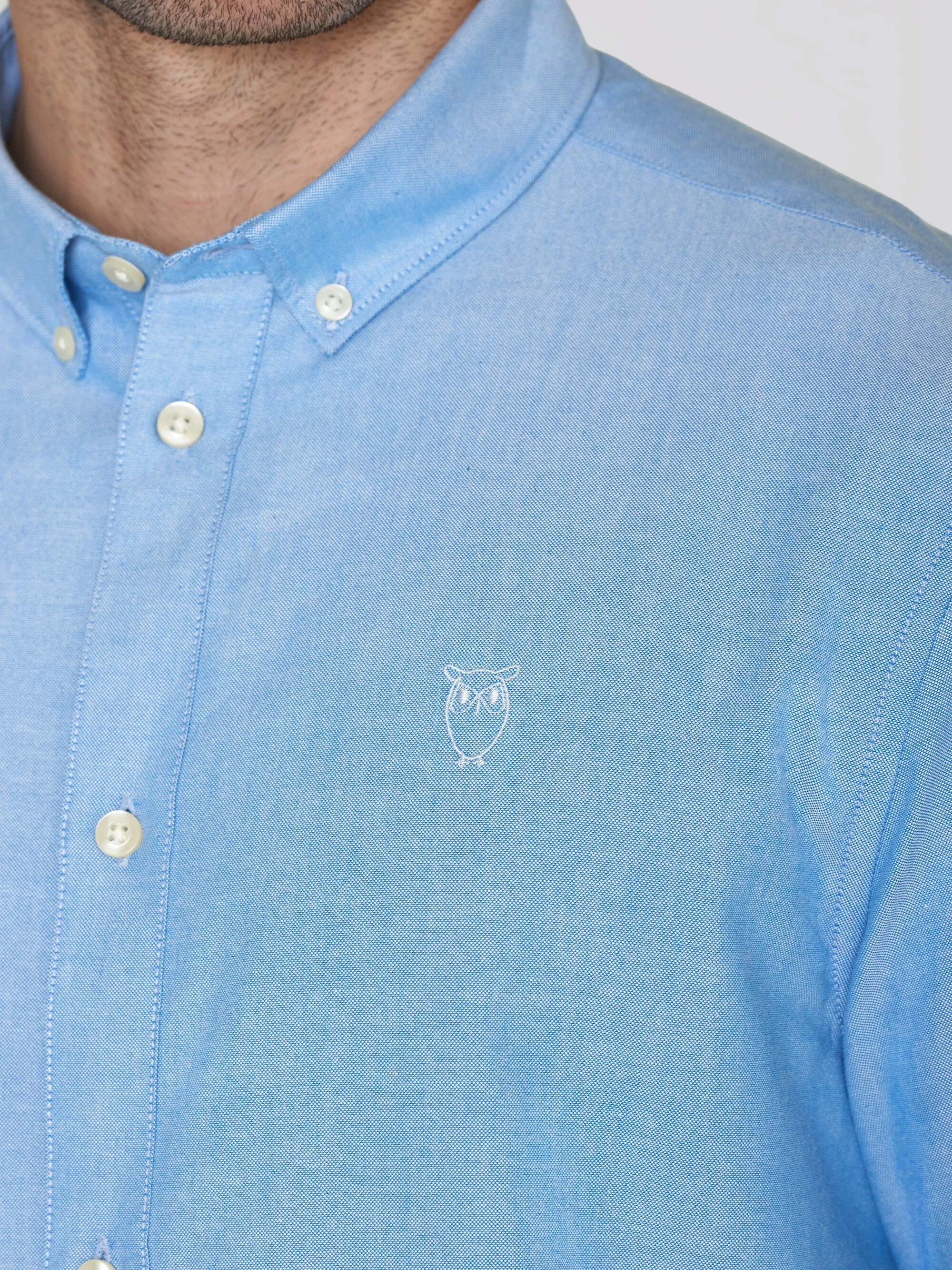 Harald Small Owl Oxford Regular Fit Shirt - GOTS/Vegan - Lapis Blue Knowledge Cotton