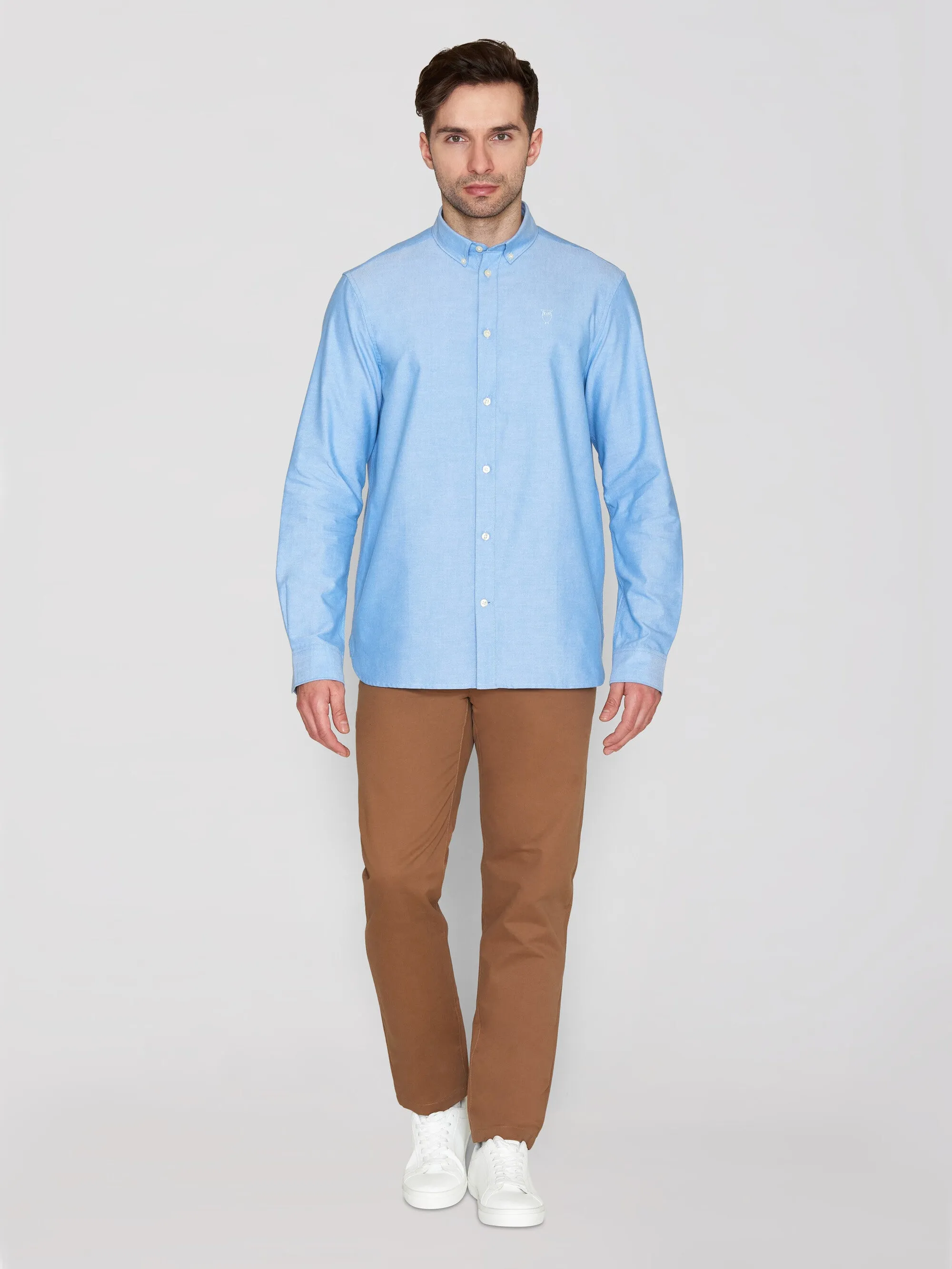 Harald Small Owl Oxford Regular Fit Shirt - GOTS/Vegan - Lapis Blue Knowledge Cotton