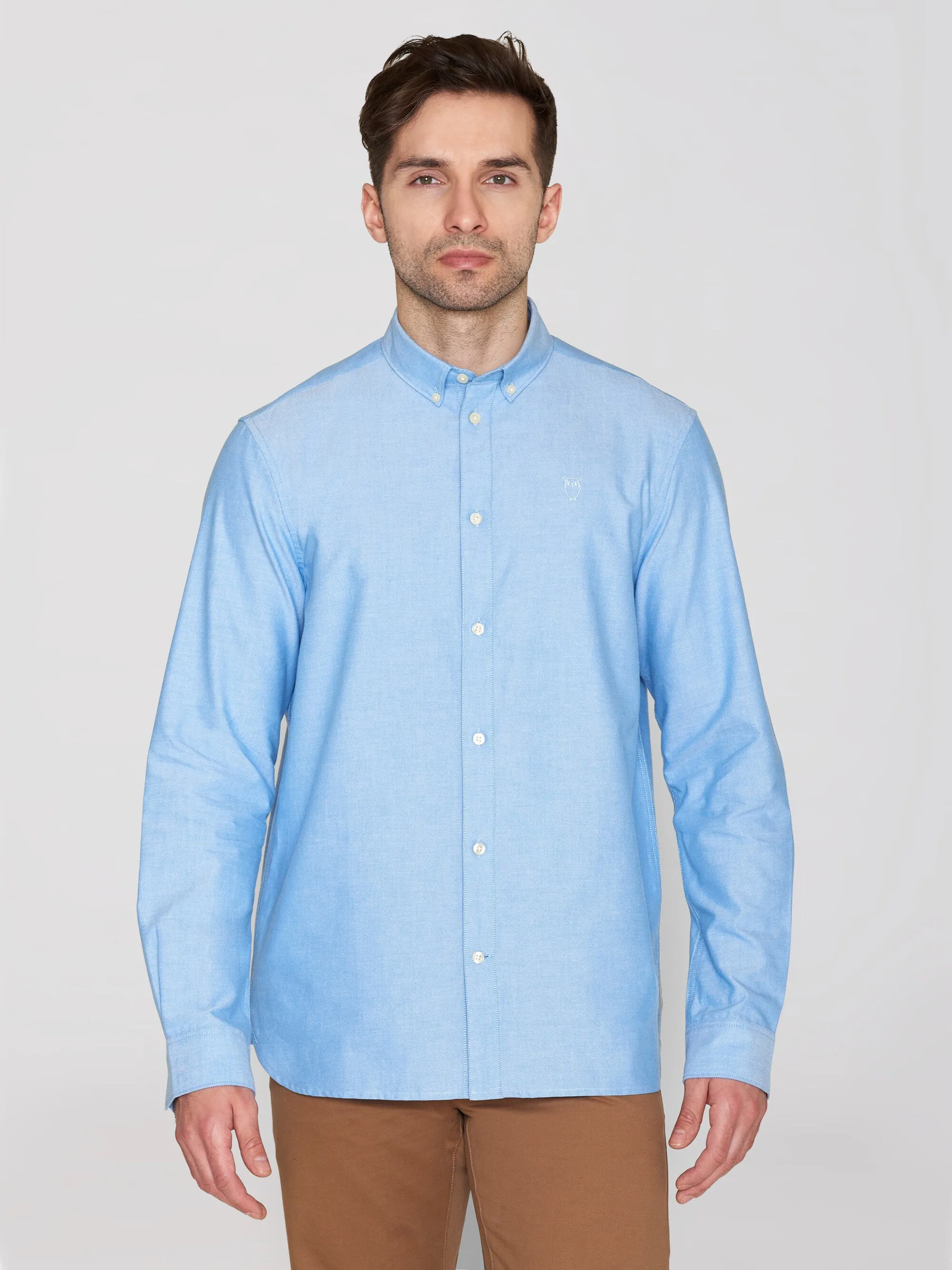 Harald Small Owl Oxford Regular Fit Shirt - GOTS/Vegan - Lapis Blue Knowledge Cotton