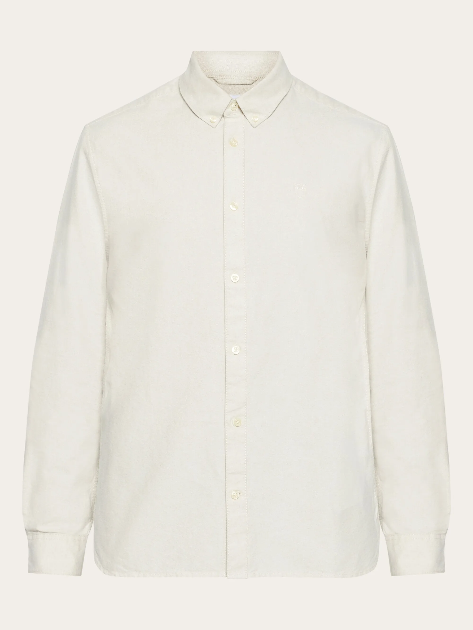 Harald Small Owl Oxford Regular Fit Shirt - GOTS/Vegan - Light feather gray Knowledge Cotton
