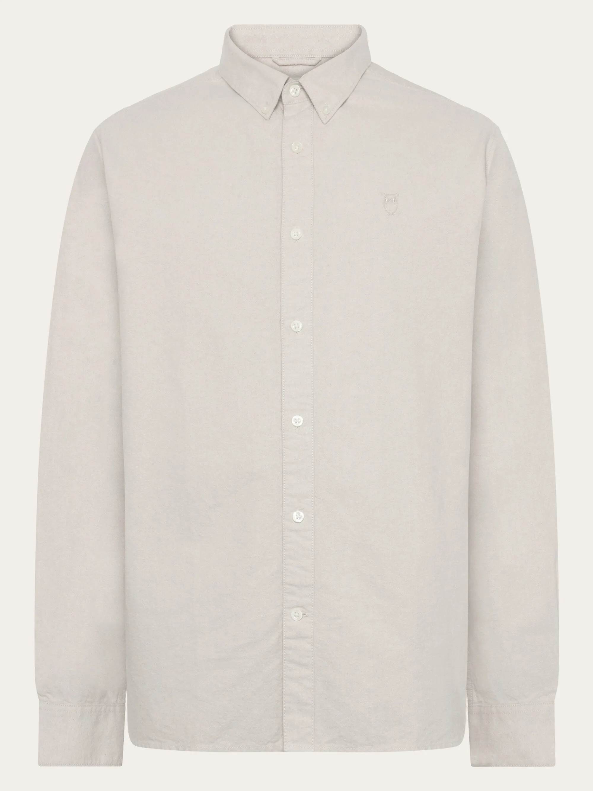 Harald Small Owl Oxford Regular Fit Shirt - GOTS/Vegan - Light feather gray Knowledge Cotton