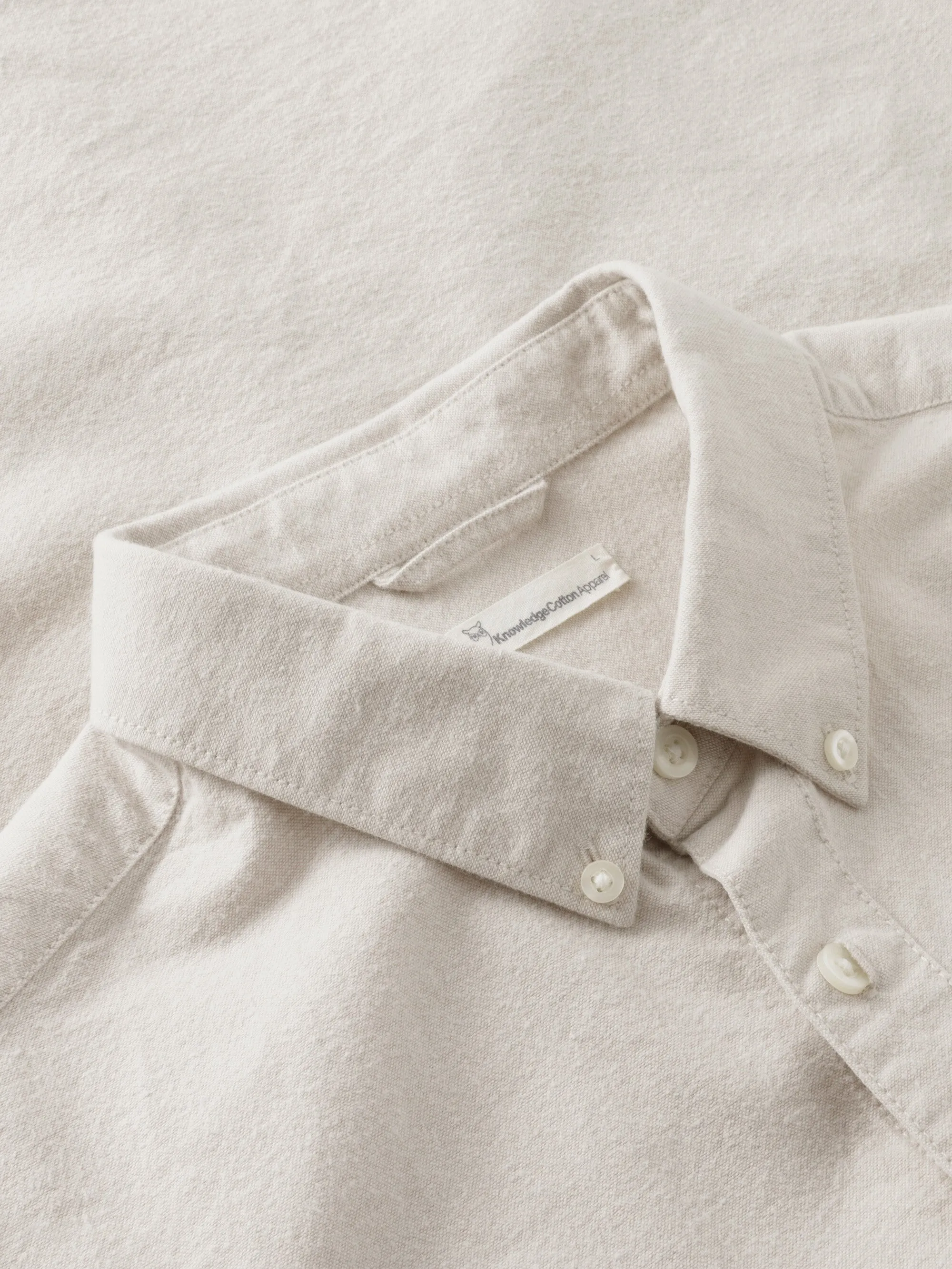Harald Small Owl Oxford Regular Fit Shirt - GOTS/Vegan - Light feather gray Knowledge Cotton