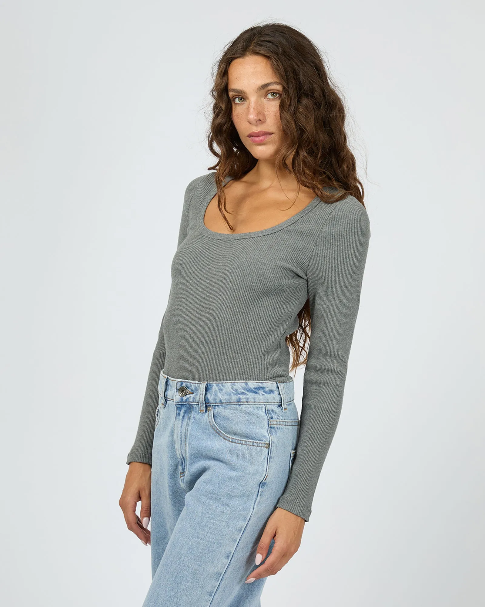 Hazel L/S Tee Charcoal Marle