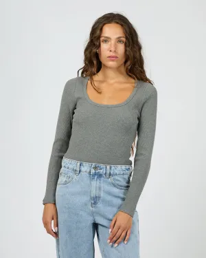 Hazel L/S Tee Charcoal Marle
