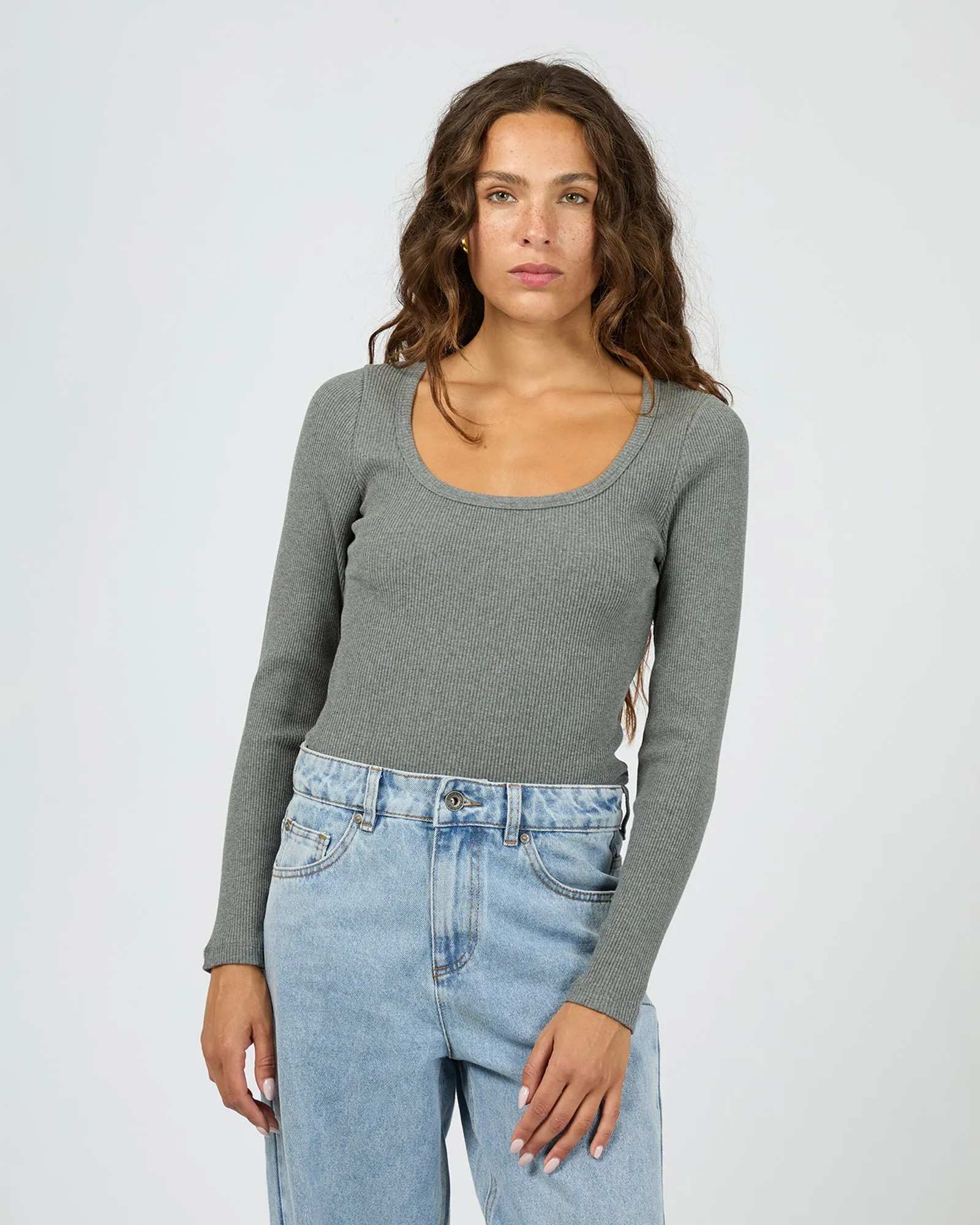 Hazel L/S Tee Charcoal Marle