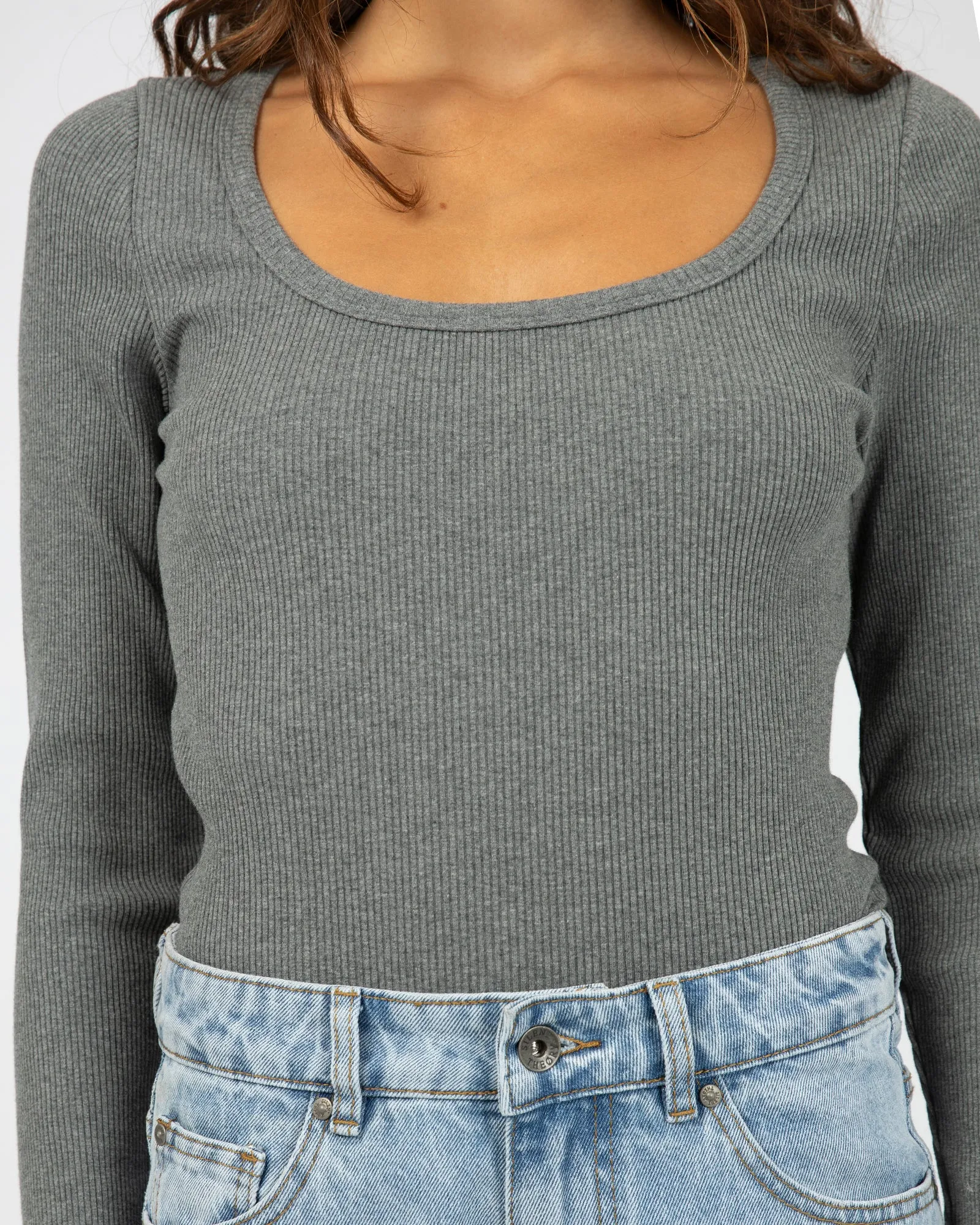 Hazel L/S Tee Charcoal Marle