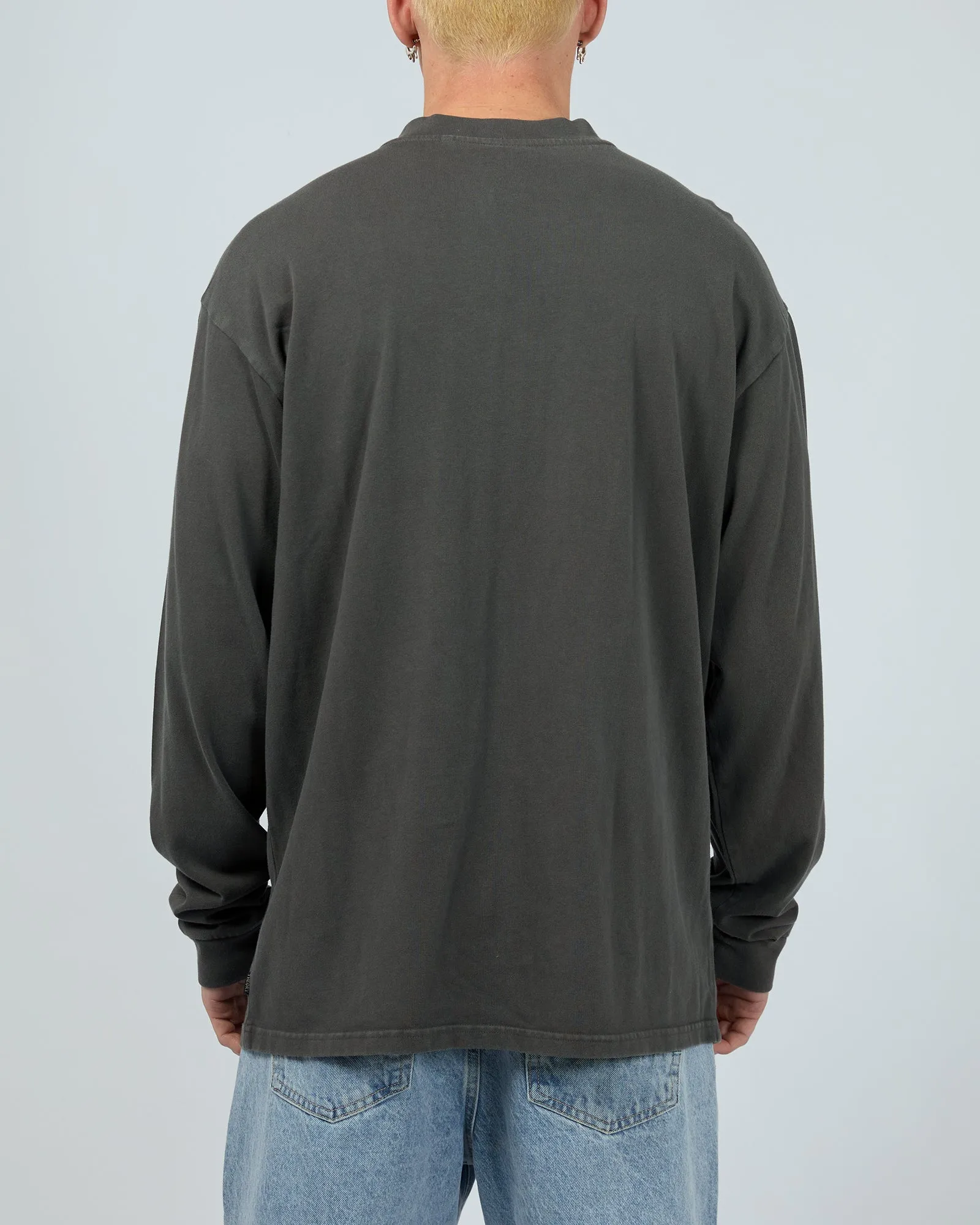 Henley Ls Top Charcoal