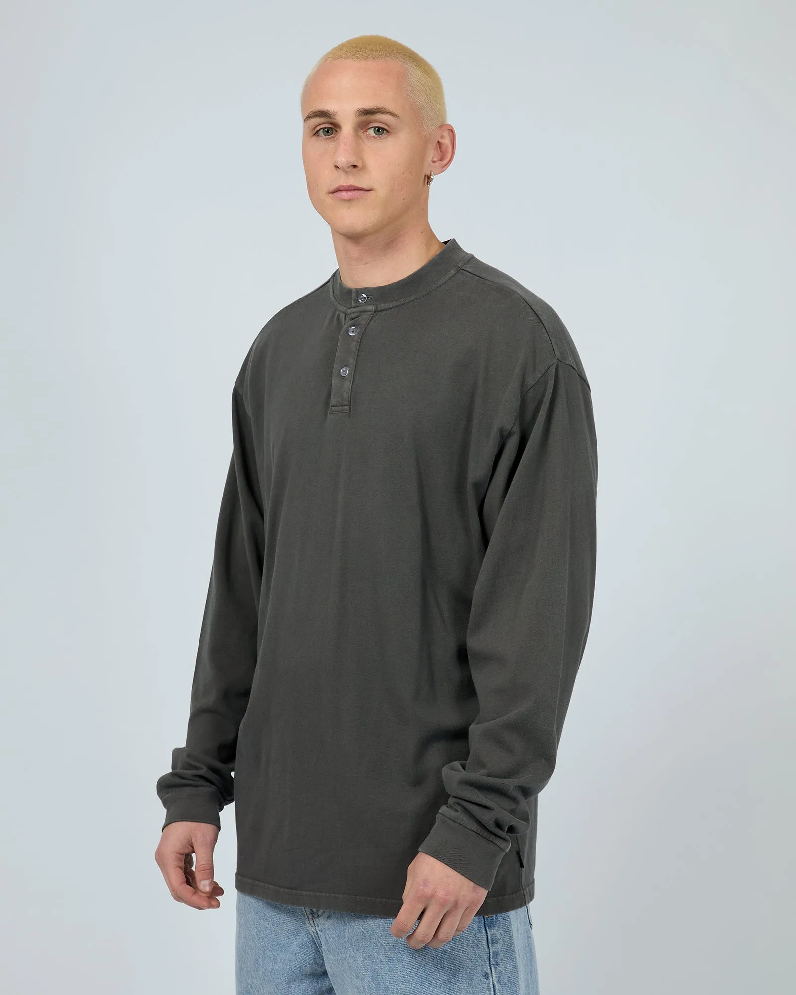 Henley Ls Top Charcoal