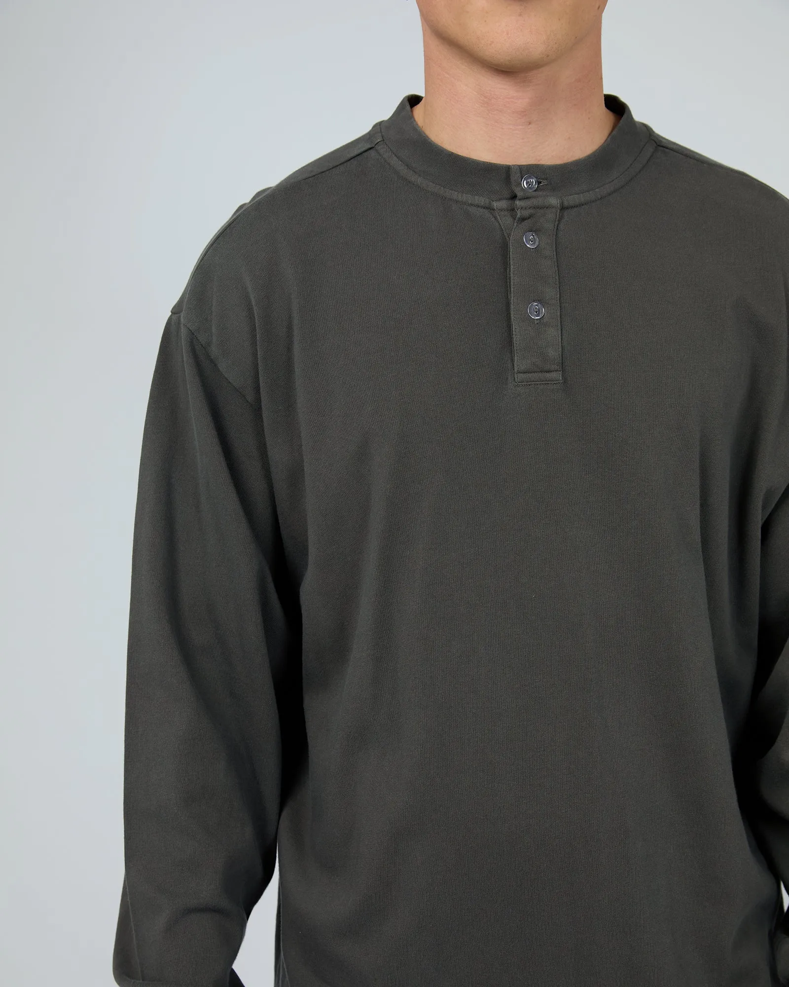 Henley Ls Top Charcoal