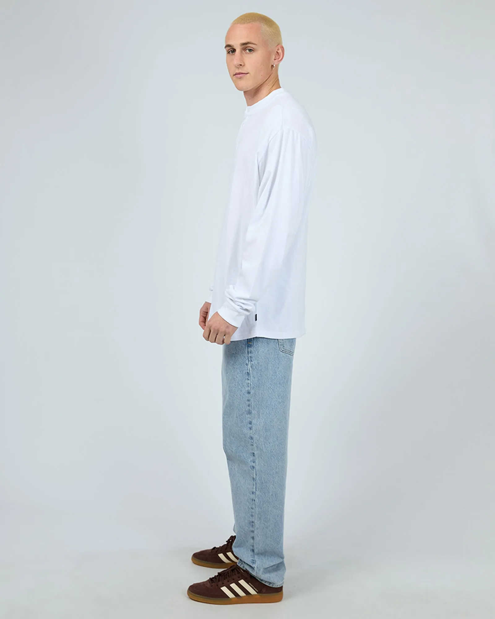 Henley Ls Top White