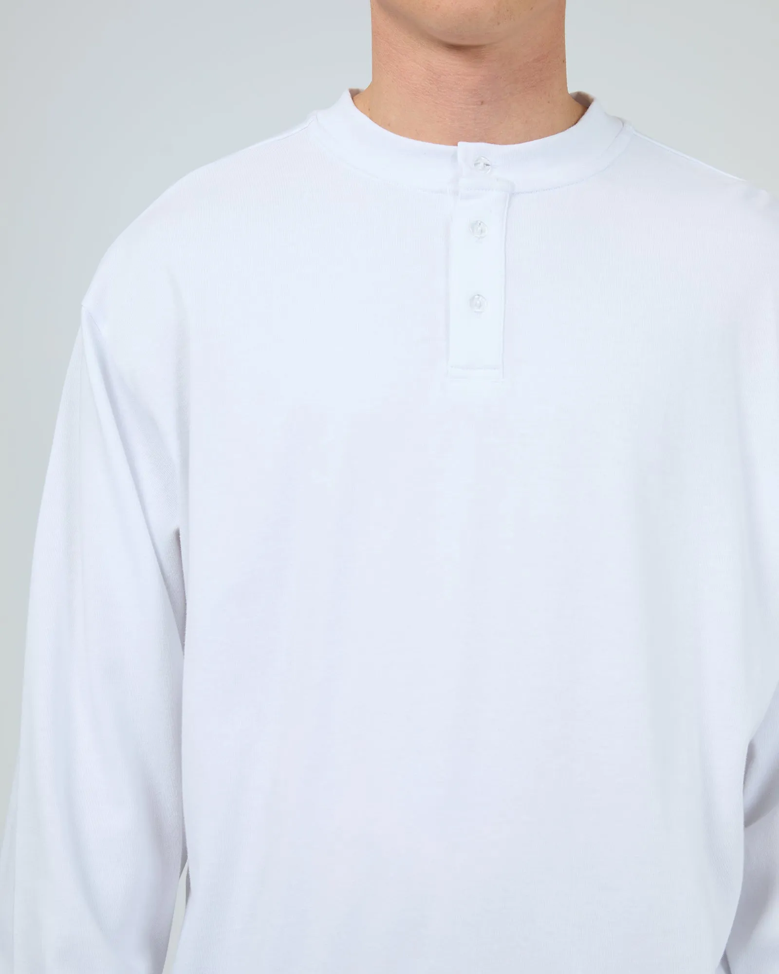 Henley Ls Top White