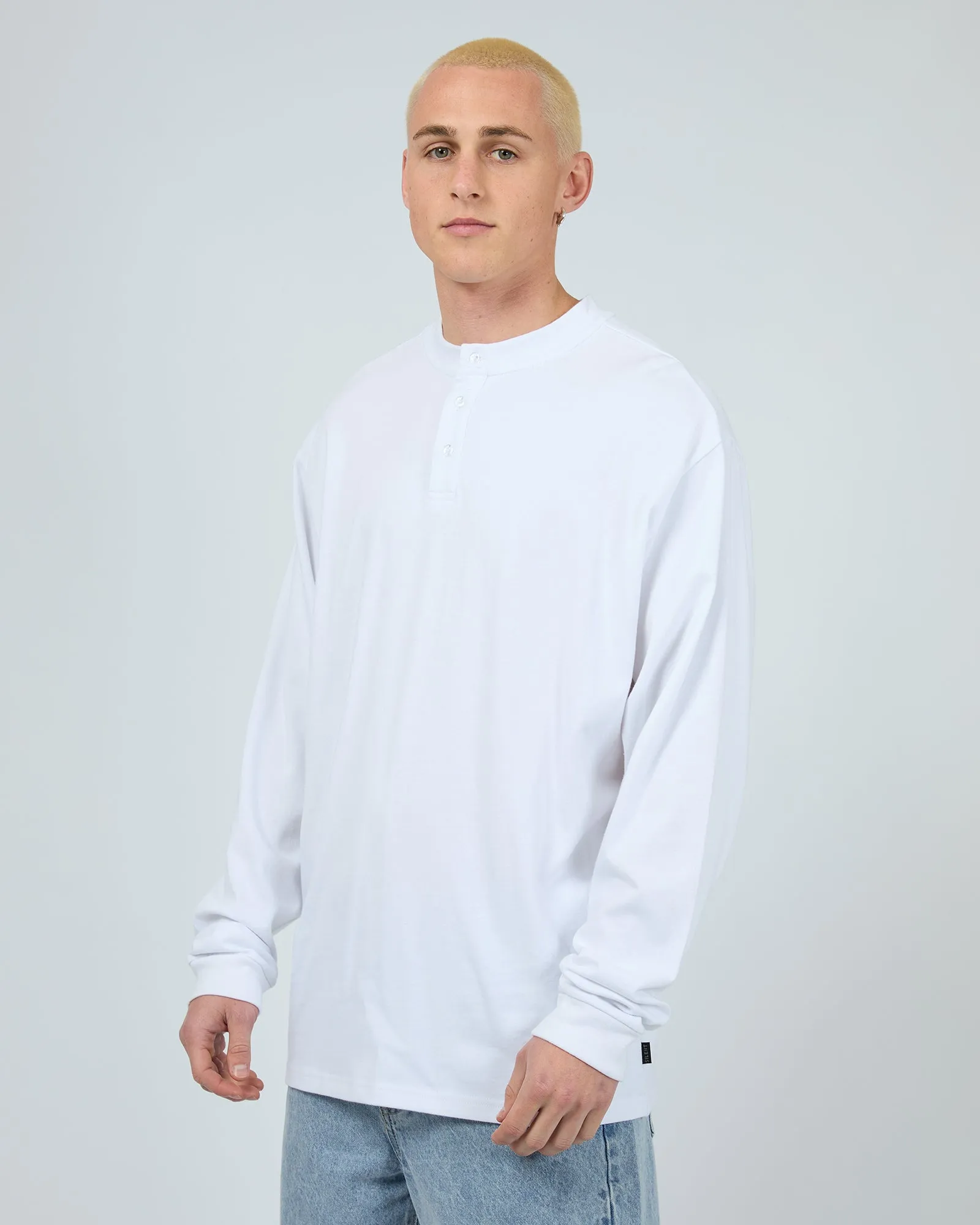 Henley Ls Top White