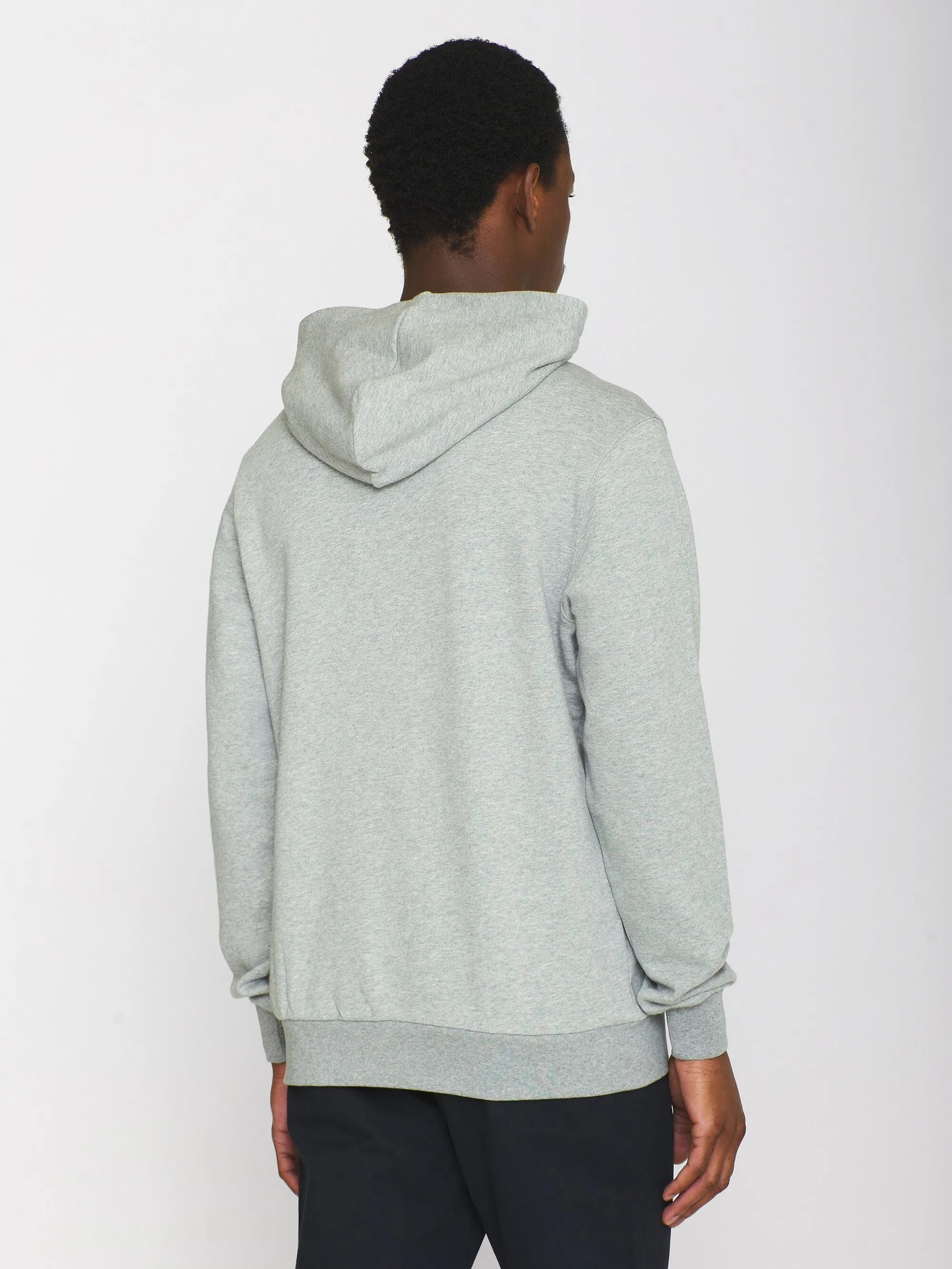 Hood basic badge sweat - Grey Melange Knowledge Cotton