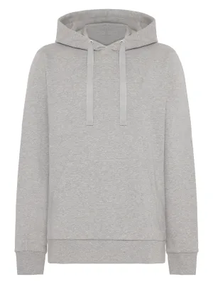 Hood basic badge sweat - Grey Melange Knowledge Cotton