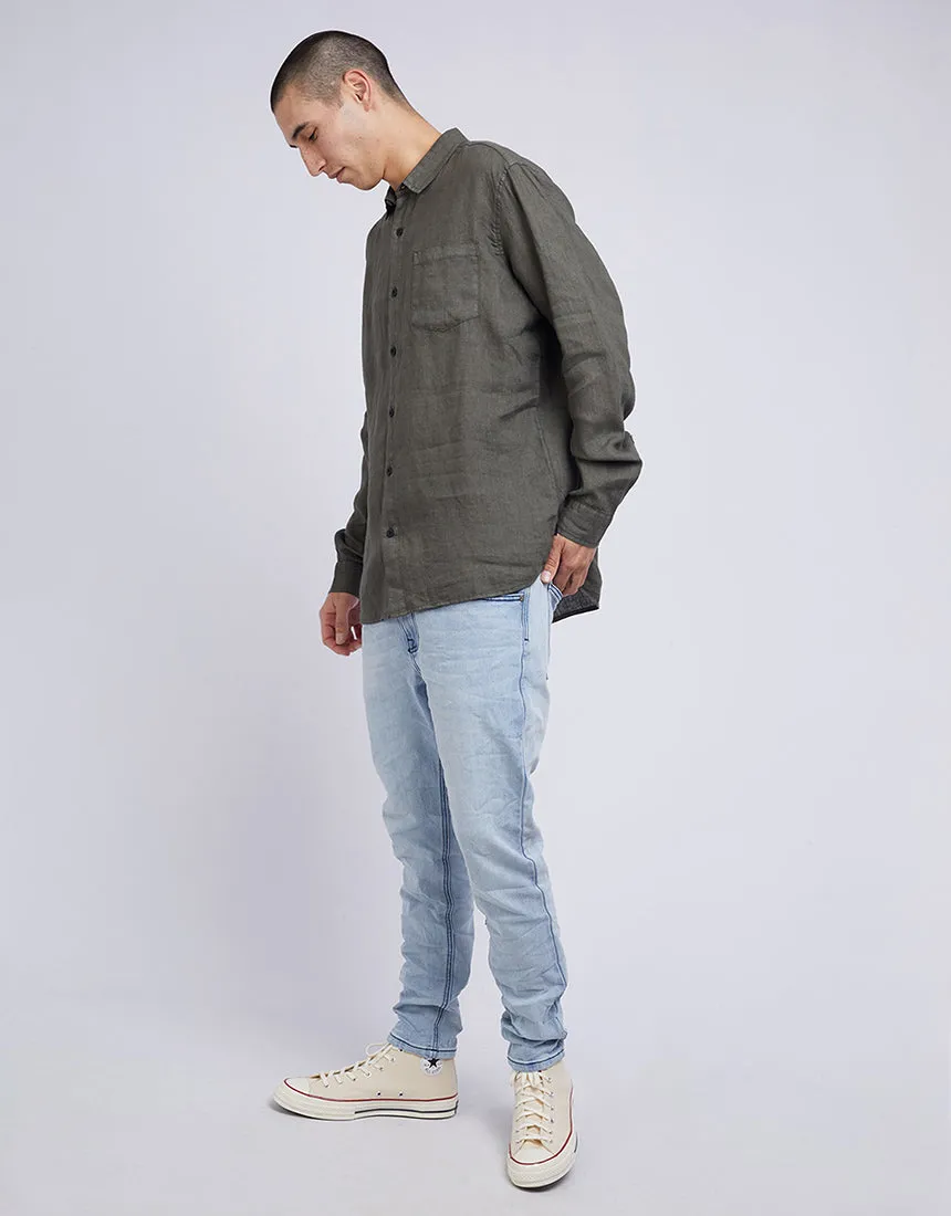 Linen Long Sleeve Shirt Khaki