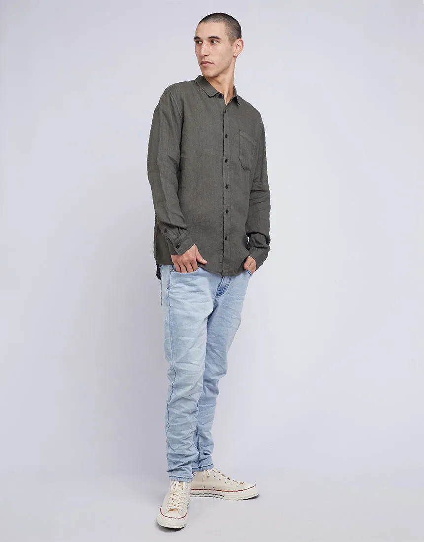 Linen Long Sleeve Shirt Khaki