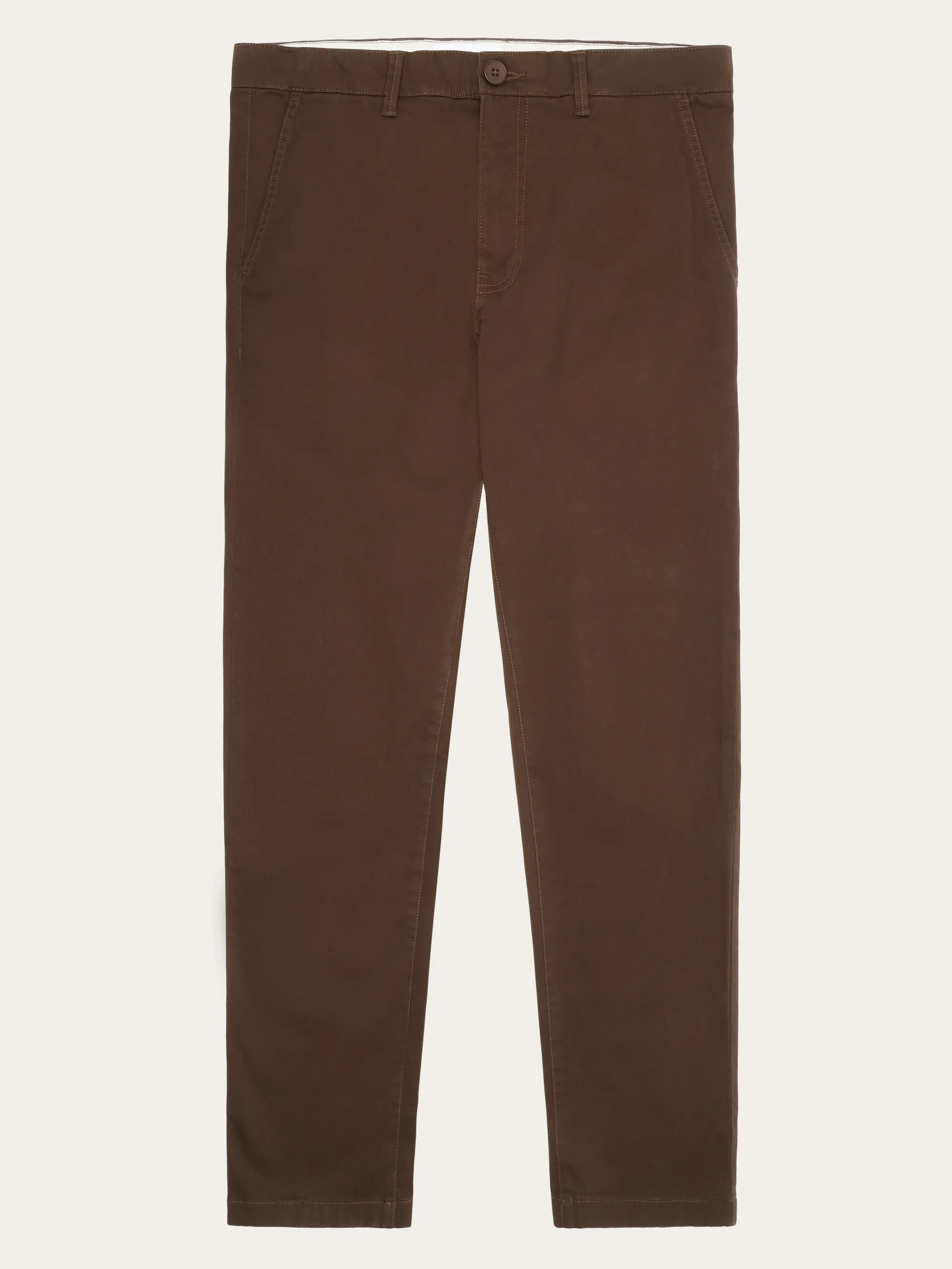 LUCA slim twill chino pants - Demitasse (brown) Knowledge Cotton