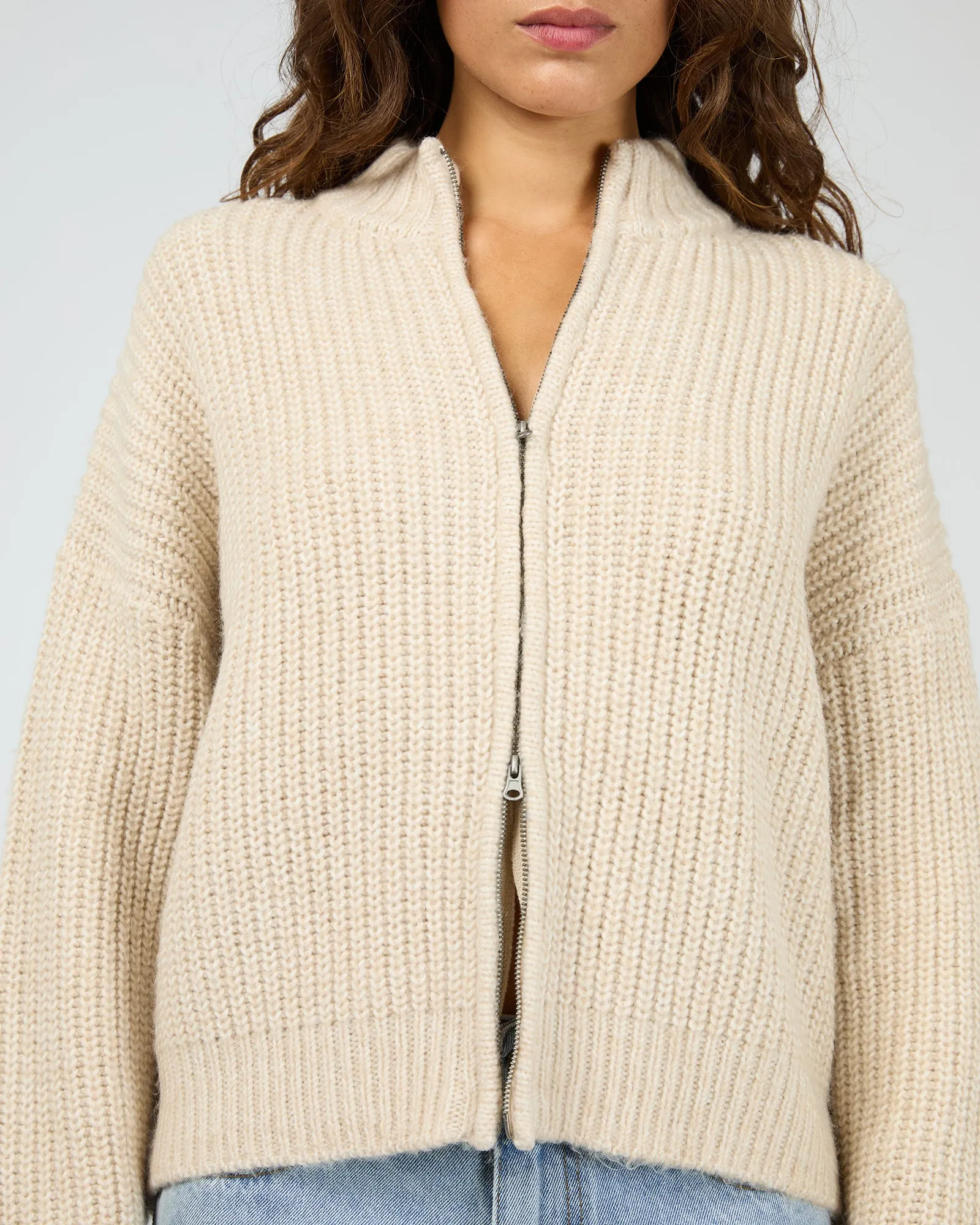 Maple Zip Thru Knit Jumper Natrual