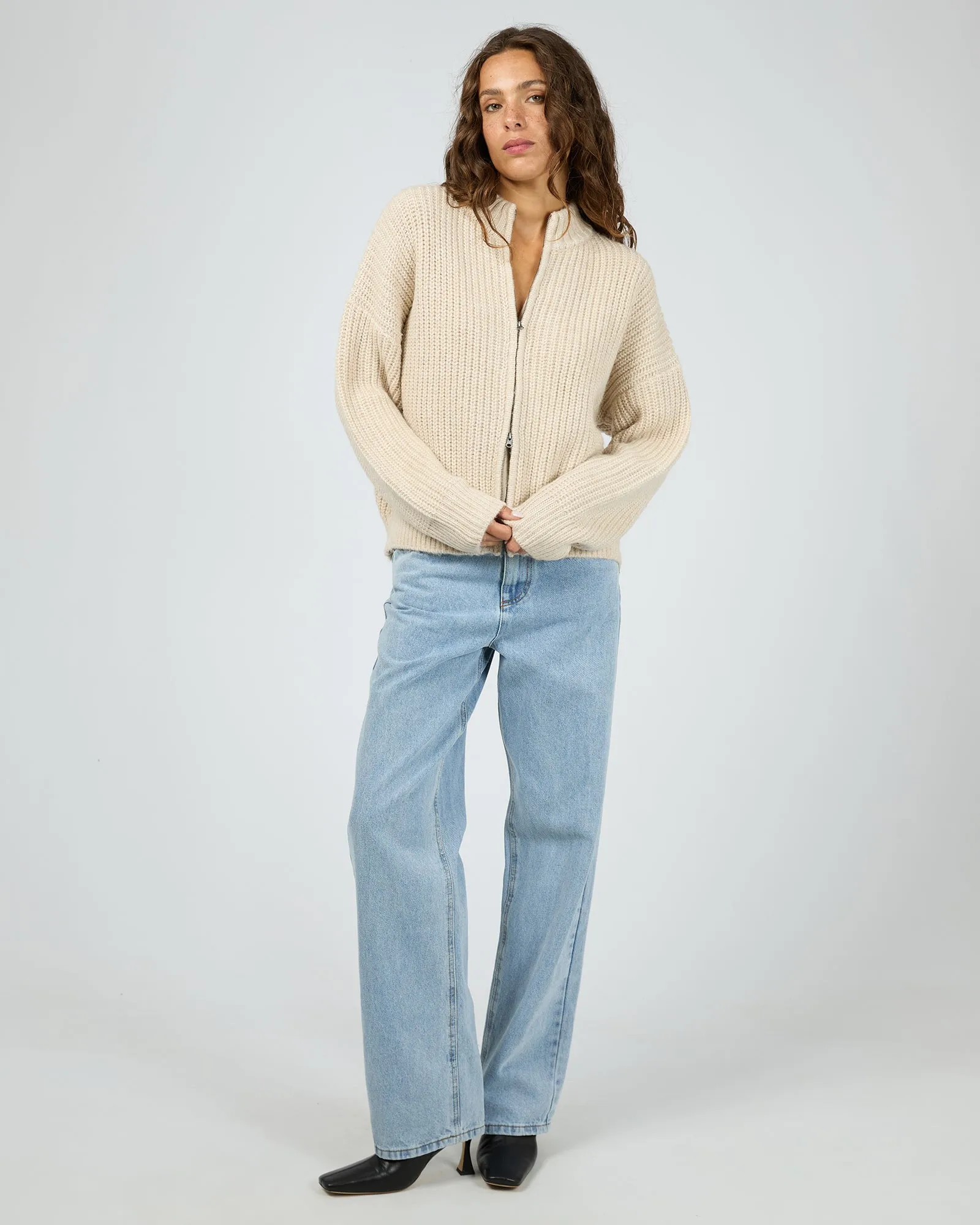 Maple Zip Thru Knit Jumper Natrual