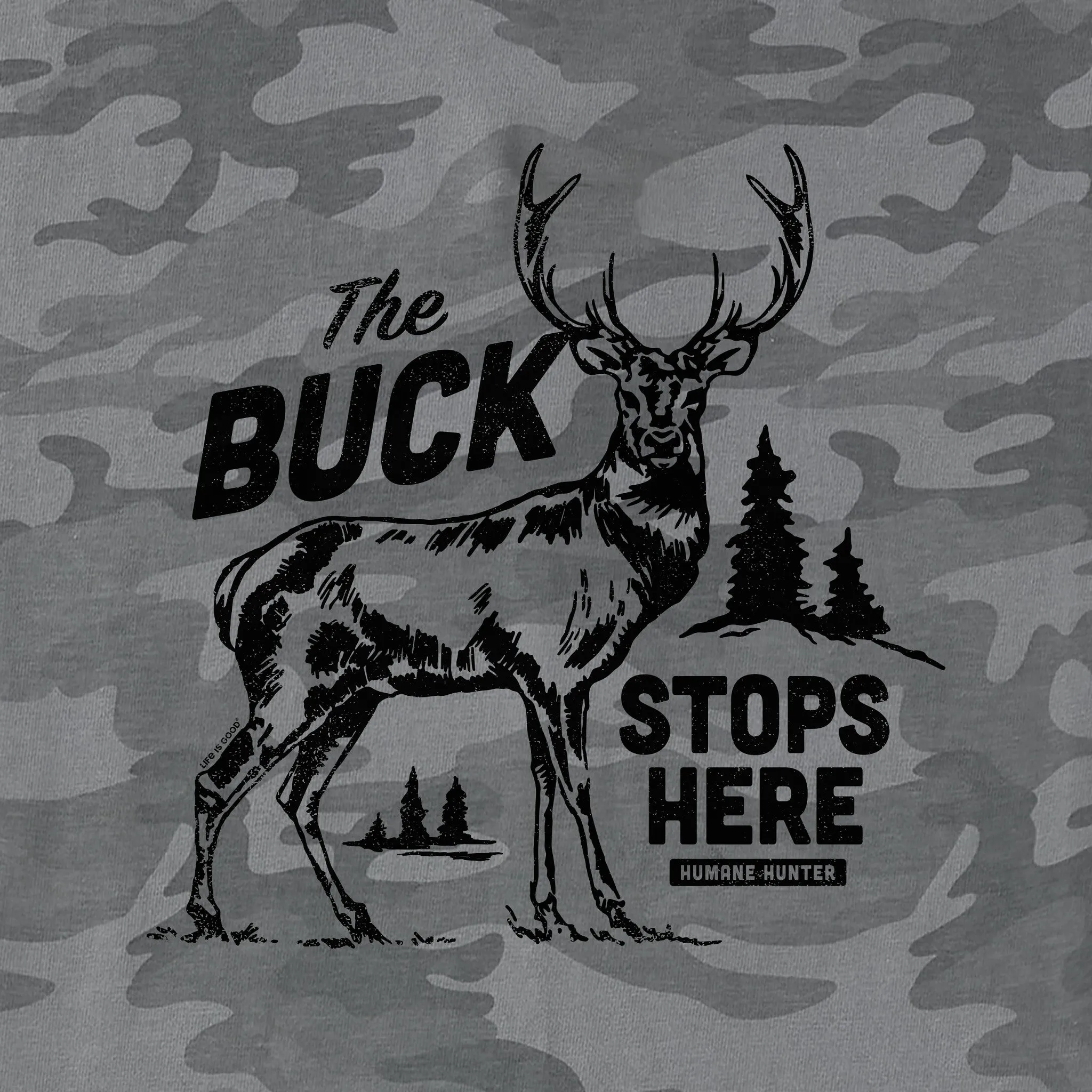 Men's Buck Stops Here Short Sleeve Allover Printed Crusher Tee LIFE IS GOOD