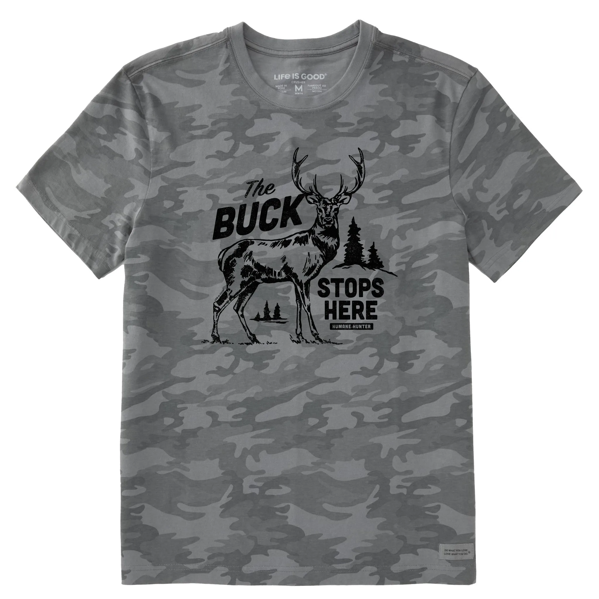 Men's Buck Stops Here Short Sleeve Allover Printed Crusher Tee LIFE IS GOOD